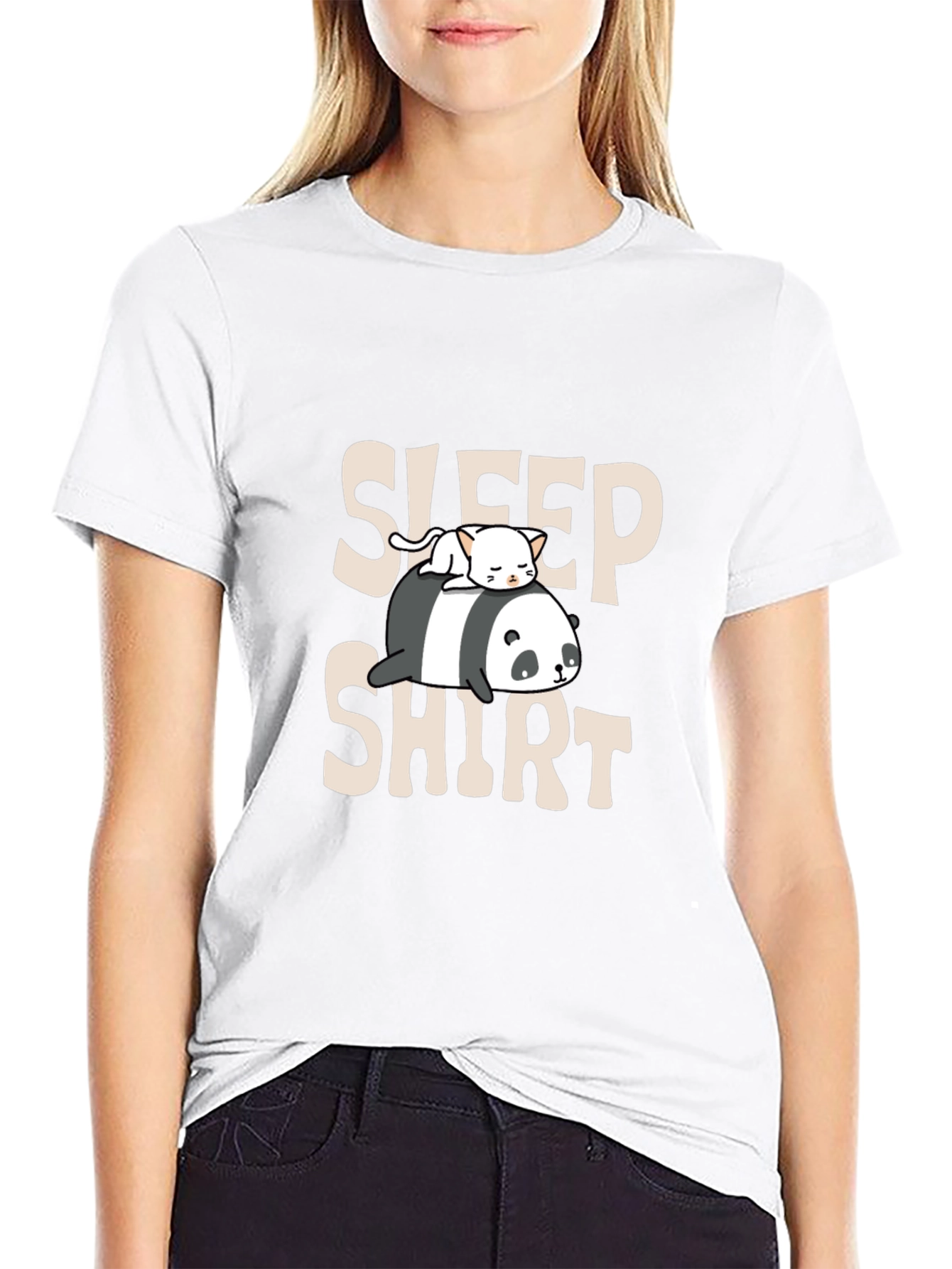 Sleep Shirt: Panda & Cat Graphic Tee