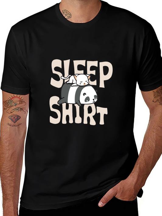 Sleep Shirt: Panda & Cat Graphic Tee