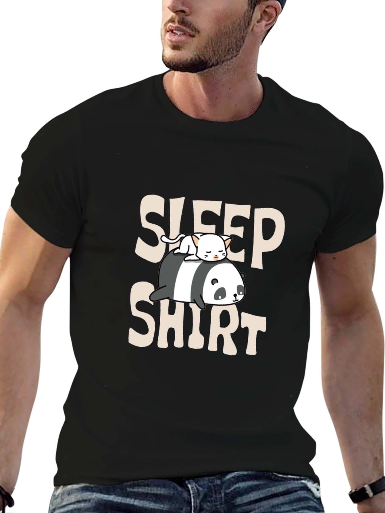 Sleep Shirt: Panda & Cat Graphic Tee