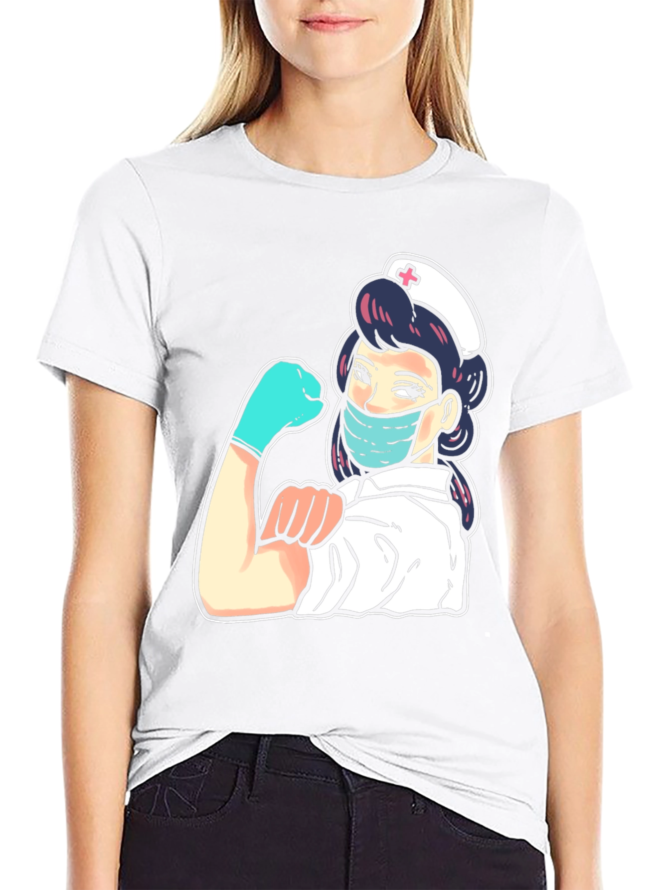 Nurse Graphic Tee - Black Cotton Blend T-Shirt