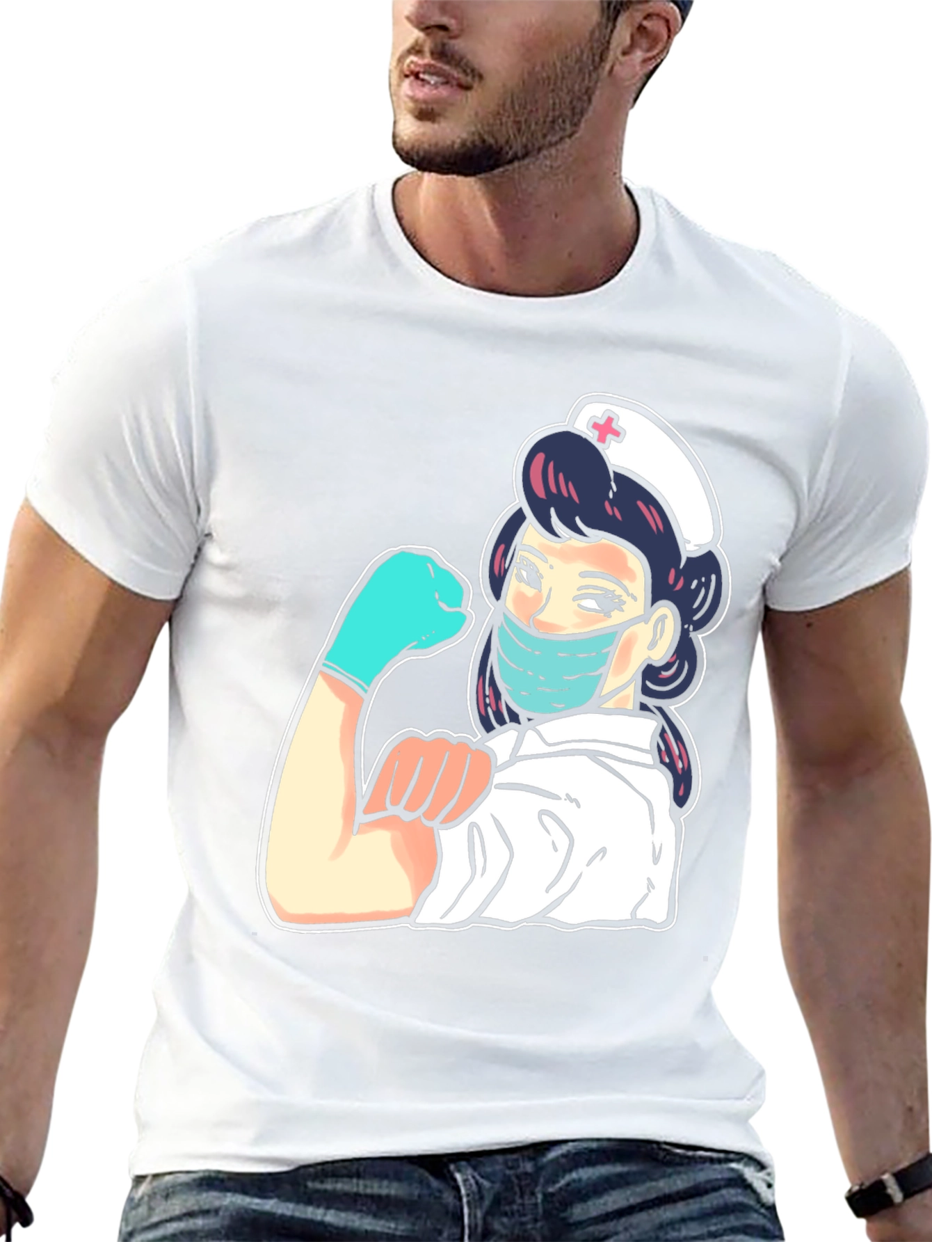 Nurse Graphic Tee - Black Cotton Blend T-Shirt