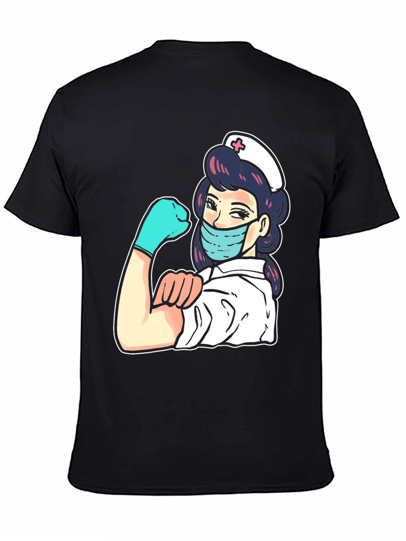 Nurse Graphic Tee - Black Cotton Blend T-Shirt