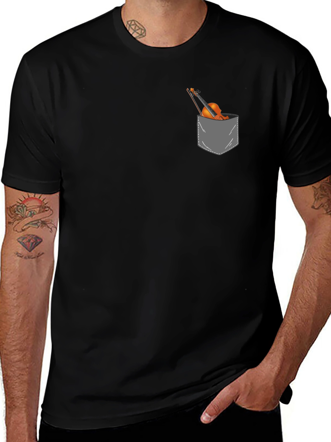 Violin Pocket Graphic Tee - Musicians Gift