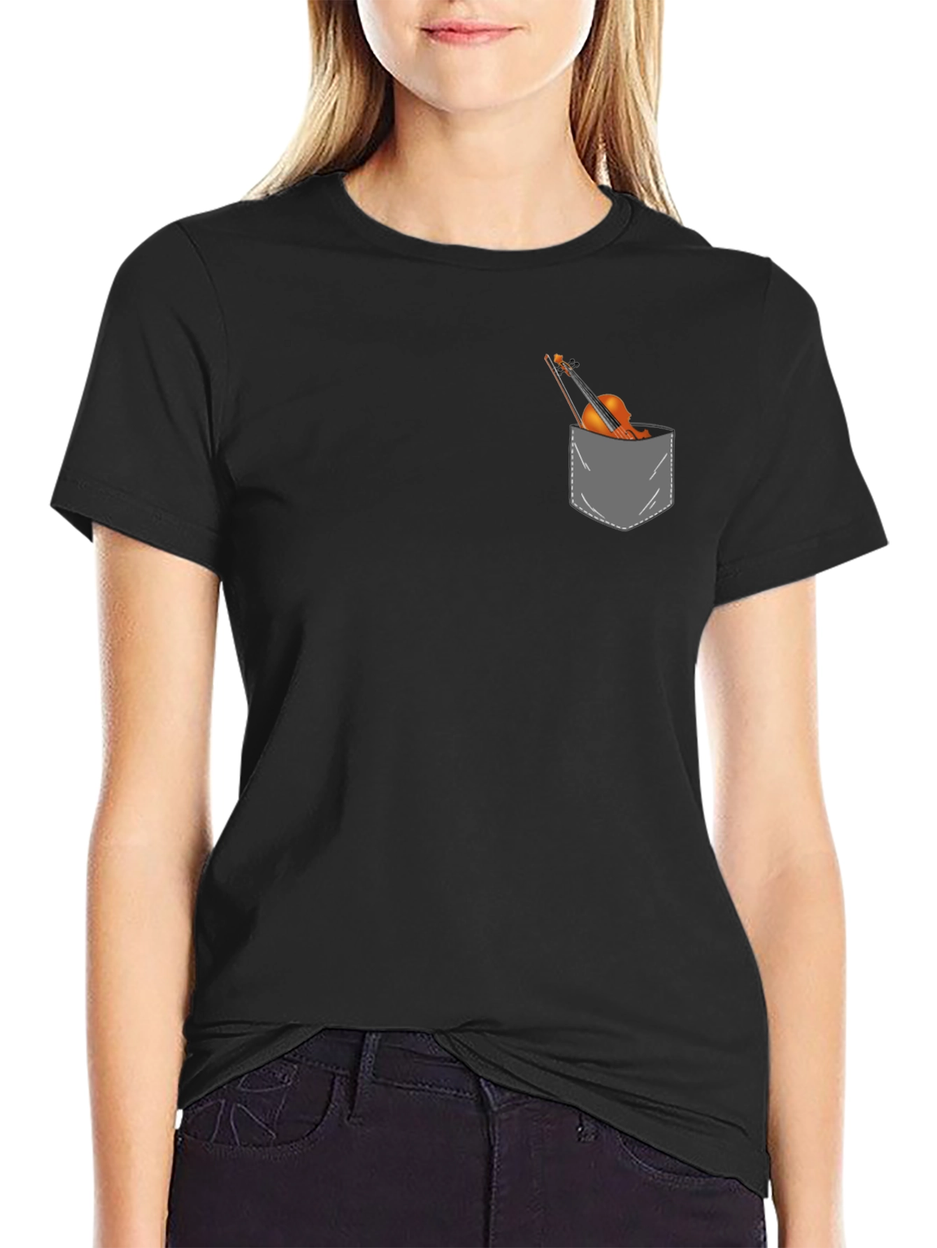 Violin Pocket Graphic Tee - Musicians Gift