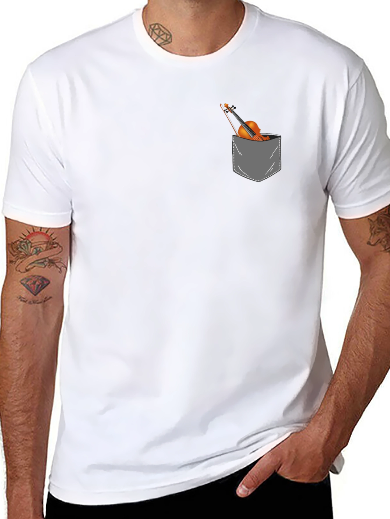 Violin Pocket Graphic Tee - Musicians Gift