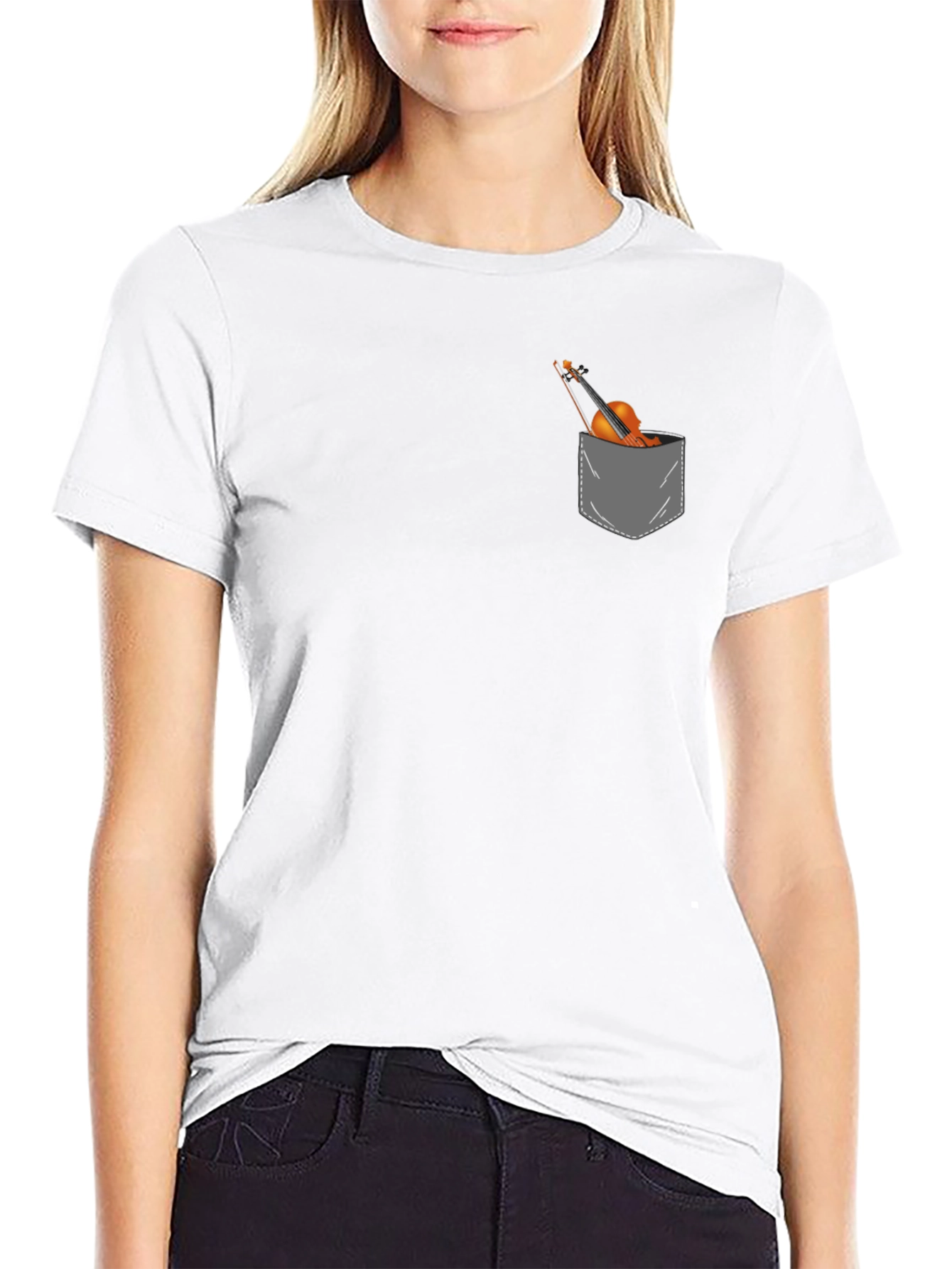 Violin Pocket Graphic Tee - Musicians Gift