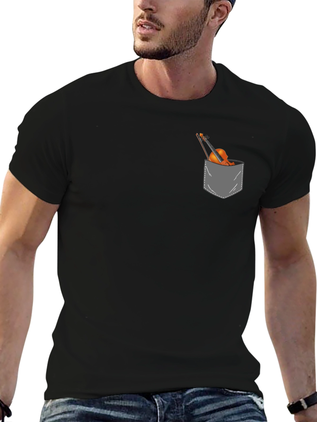 Violin Pocket Graphic Tee - Musicians Gift
