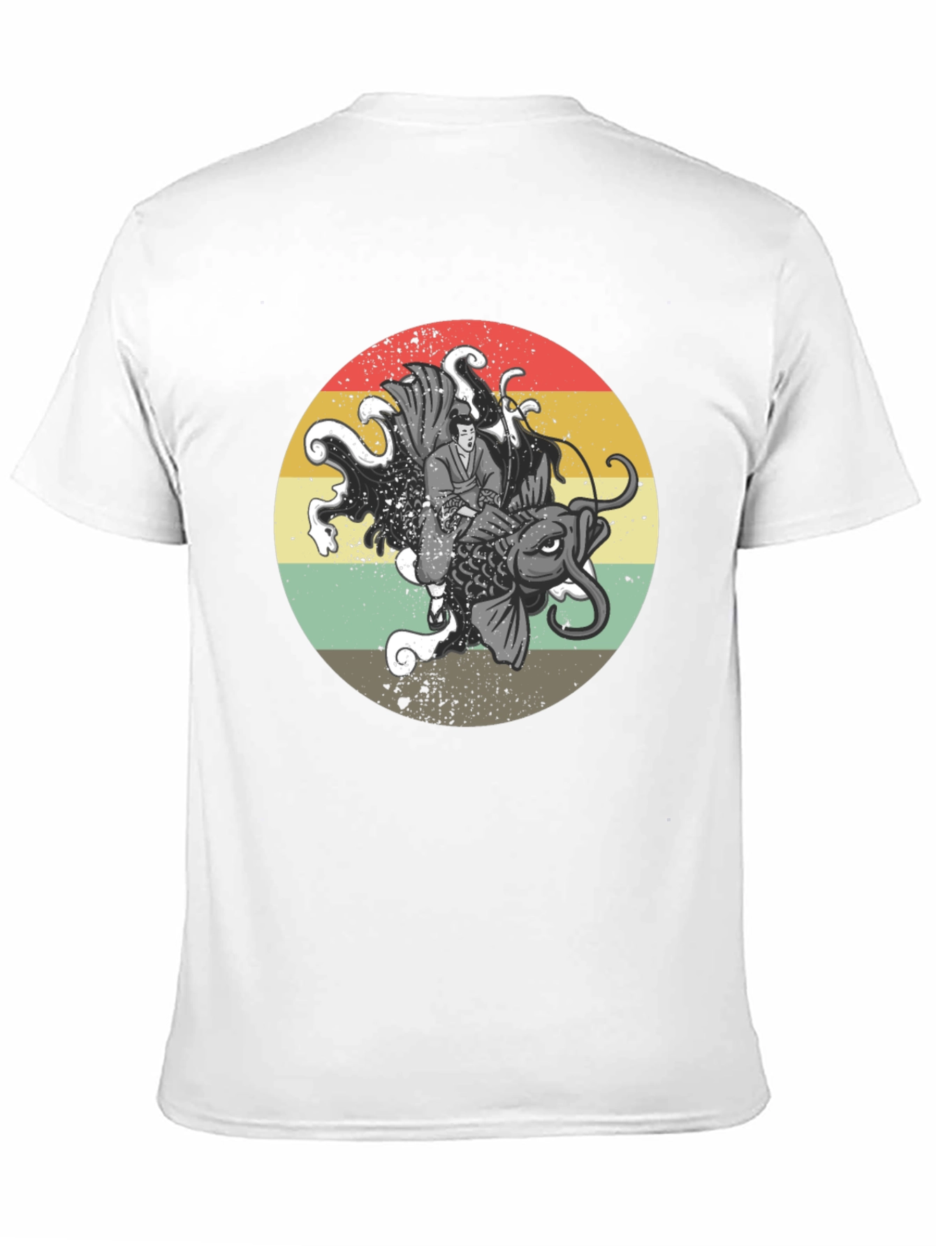 Retro Samurai Koi Fish Graphic T-Shirt