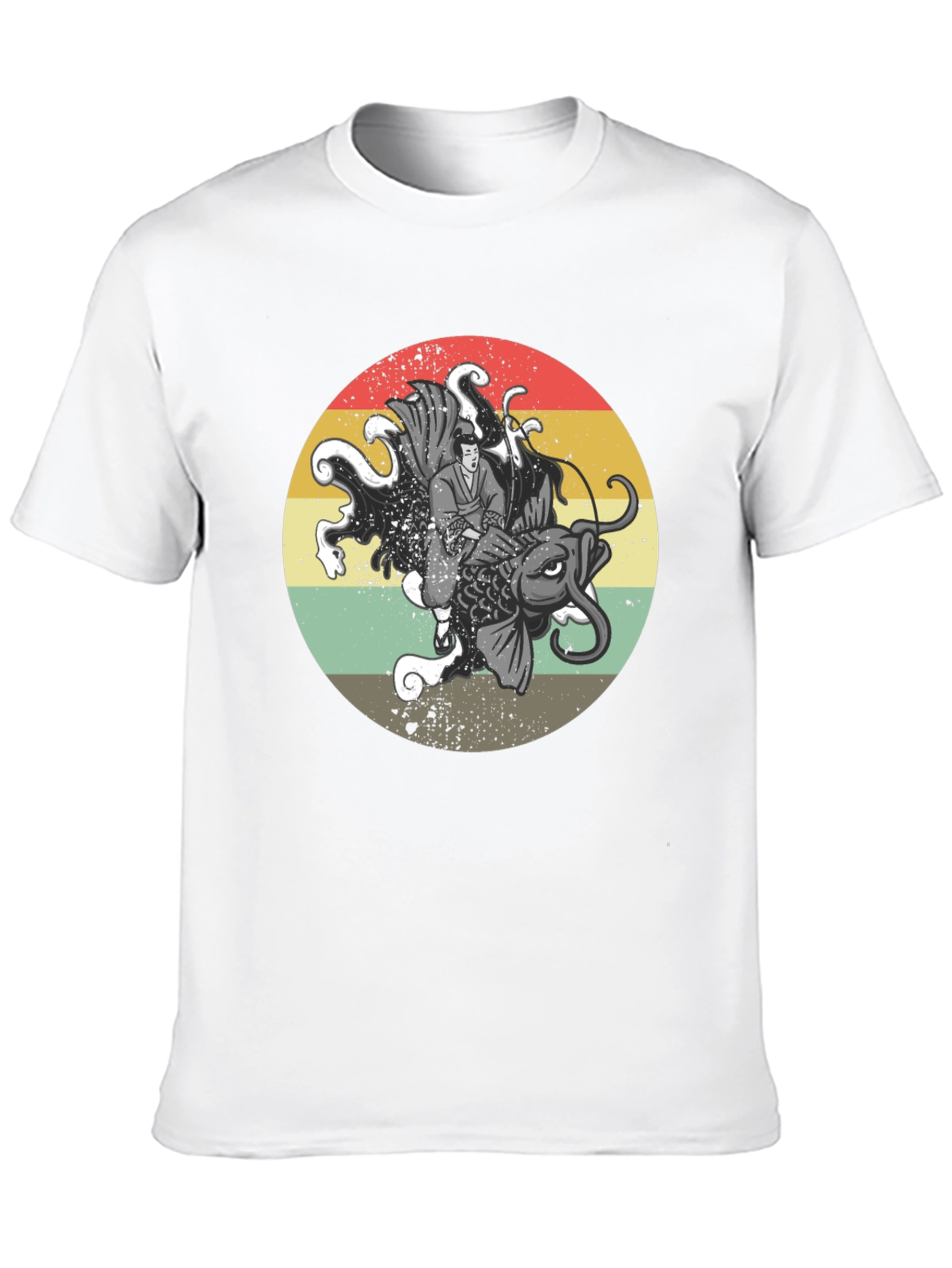 Retro Samurai Koi Fish Graphic T-Shirt