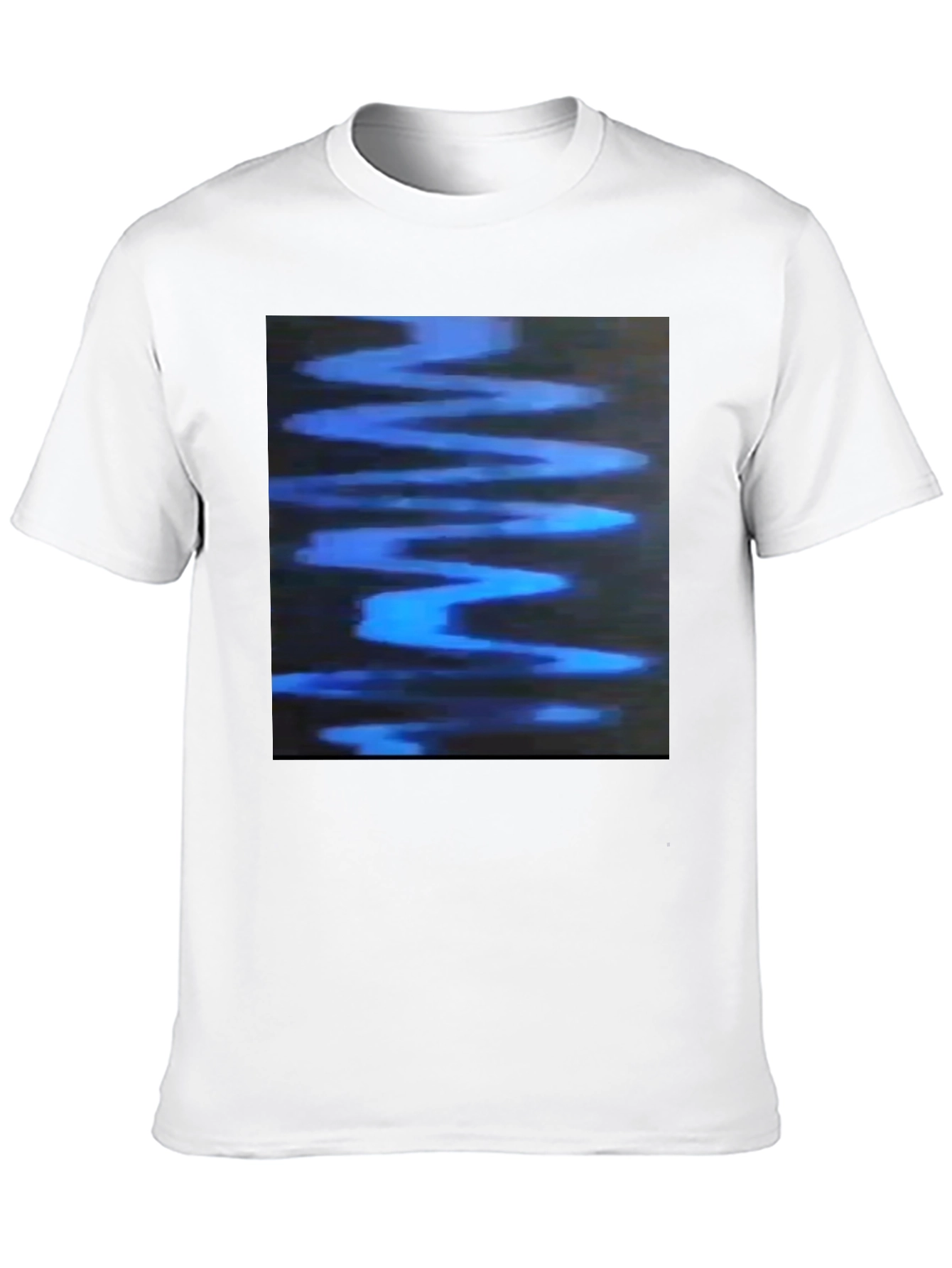 Abstract Blue Wave Graphic Black T-Shirt