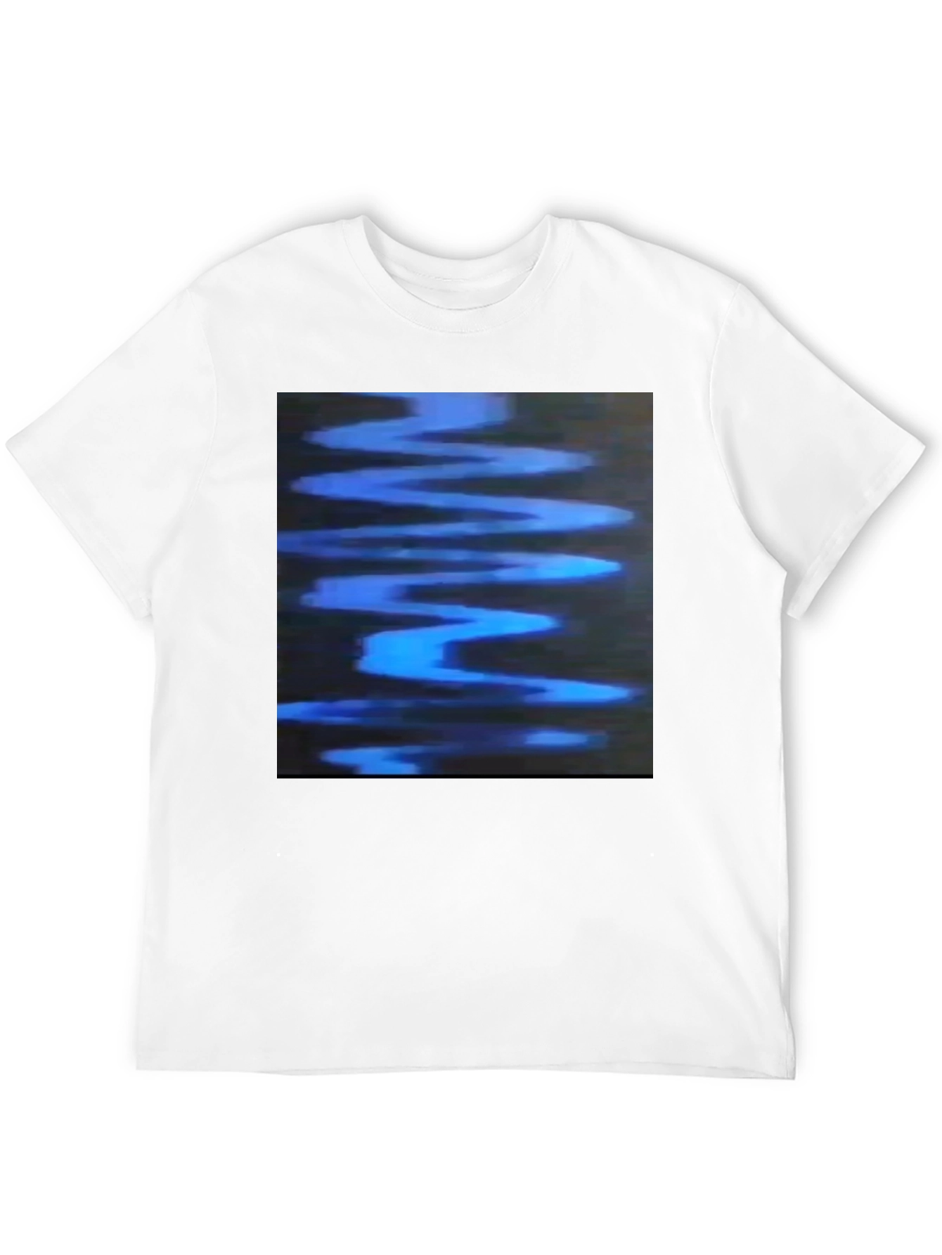 Abstract Blue Wave Graphic Black T-Shirt