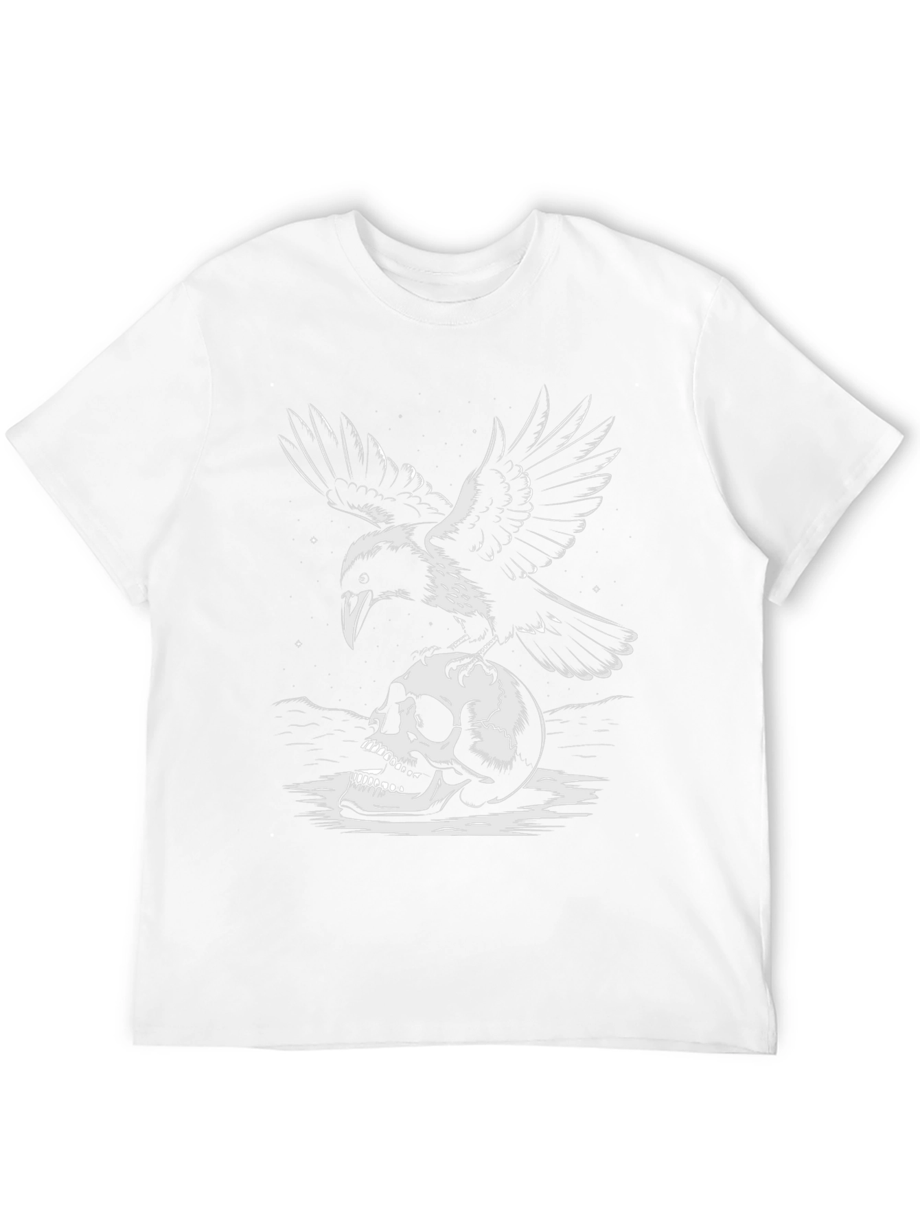 Raven and Skull Graphic Tee - Dark Aesthetic T-Shirt