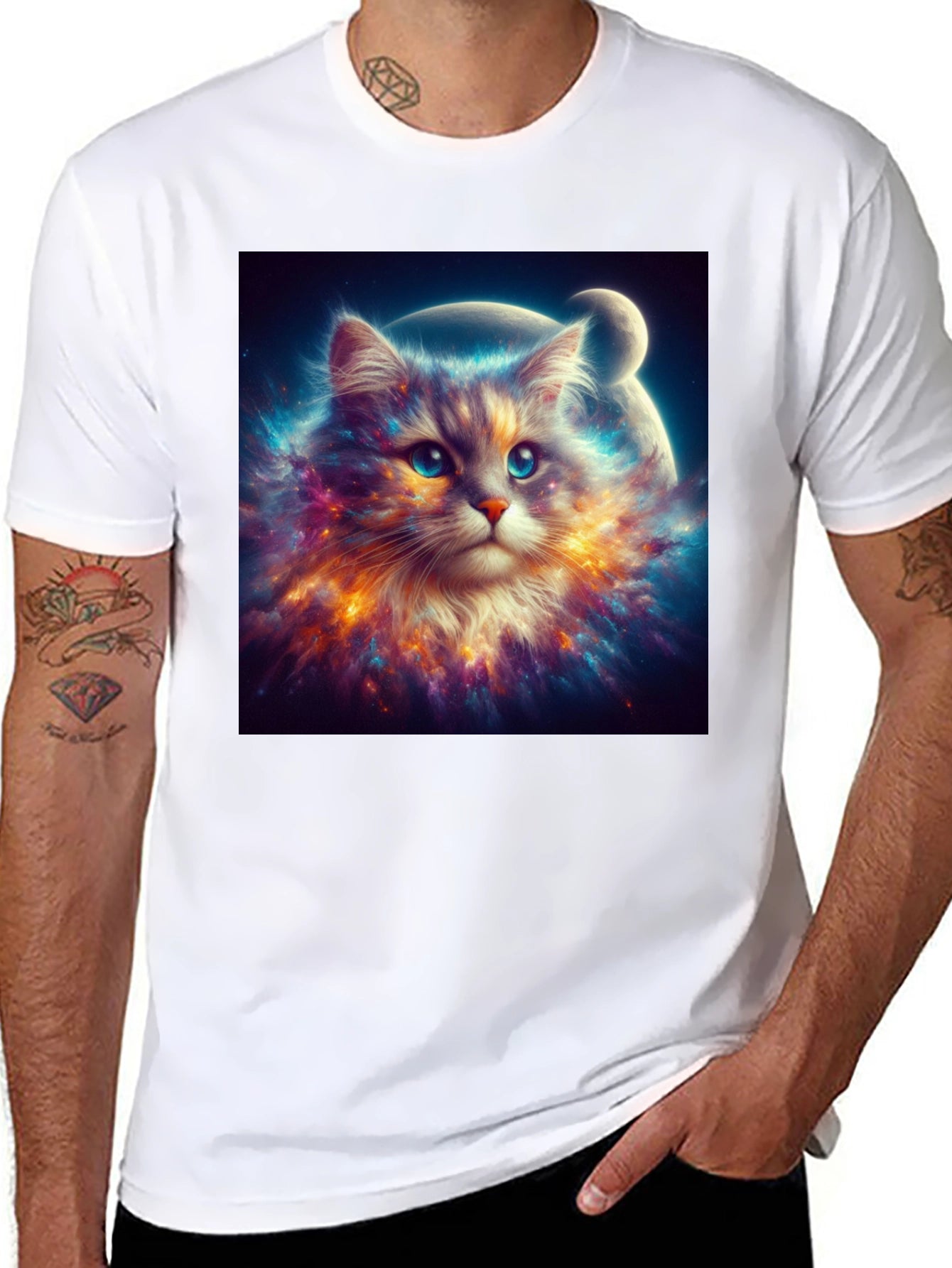 Cosmic Cat T-Shirt - Galaxy Kitten Design