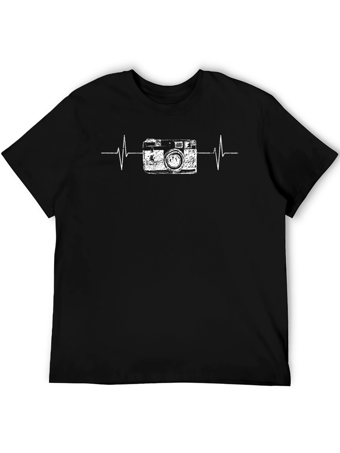 Camera Heartbeat Graphic T-Shirt - Black