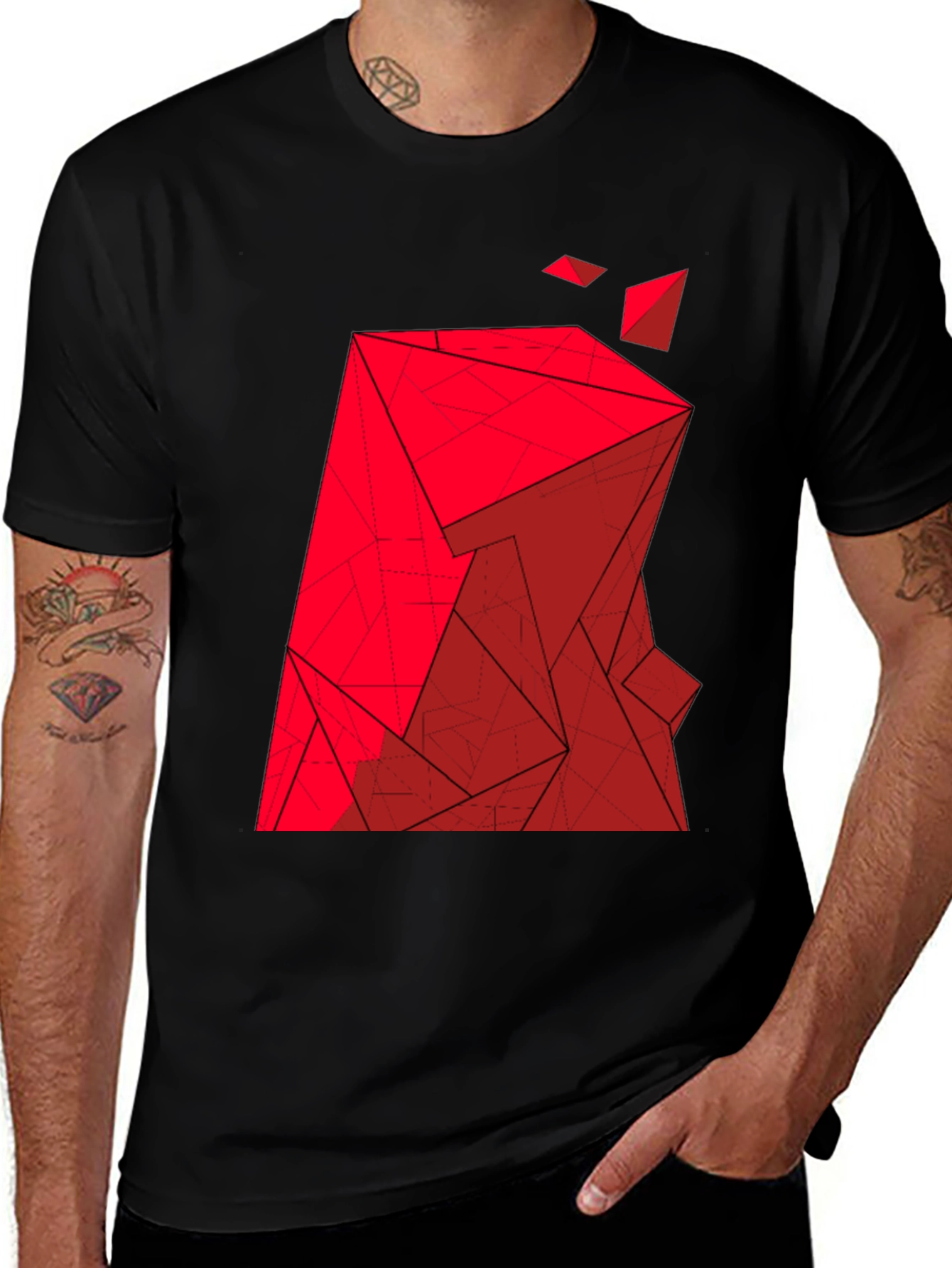 Abstract Geometric Red Graphic Tee