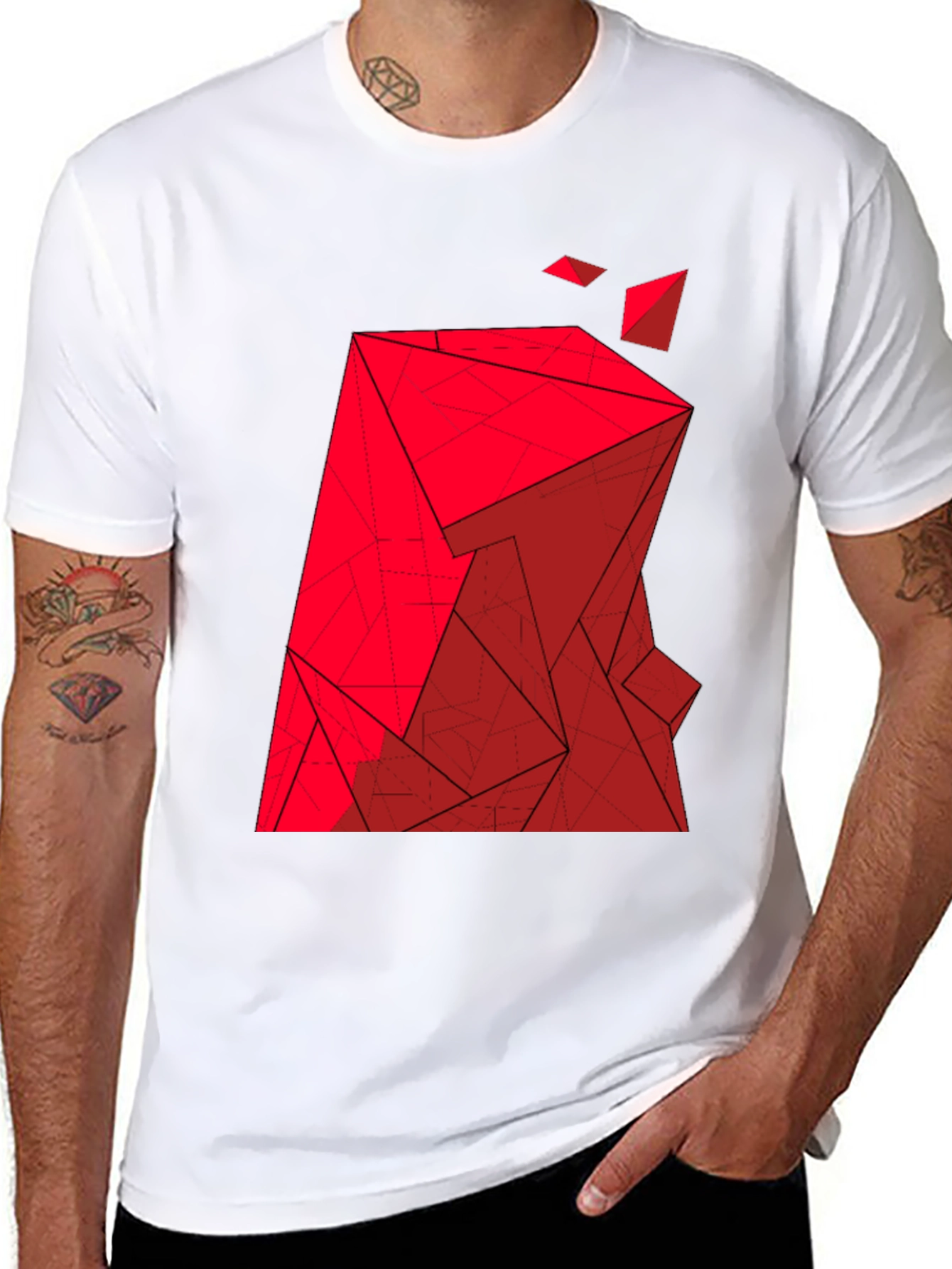 Abstract Geometric Red Graphic Tee