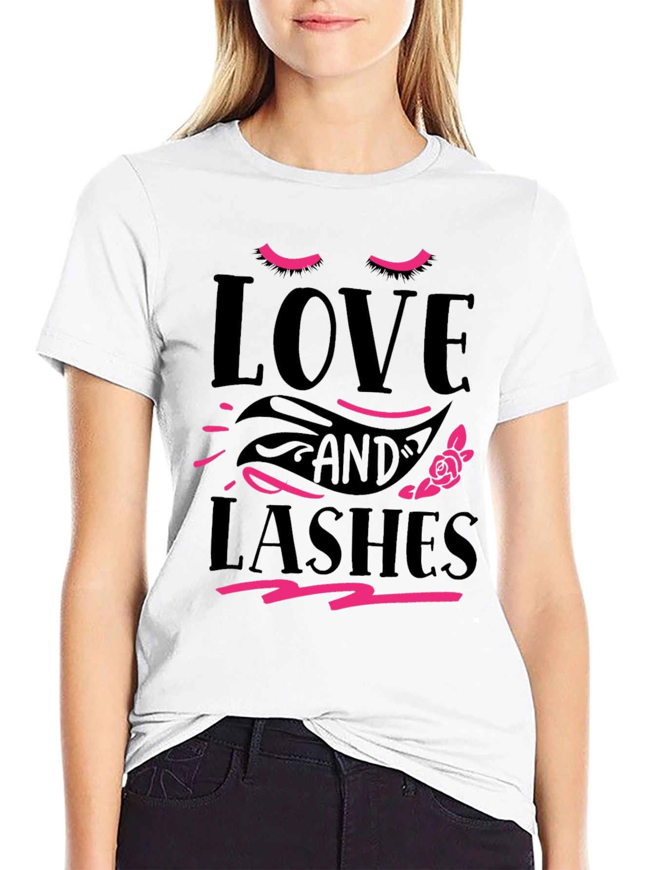 Love and Lashes Black Graphic Tee