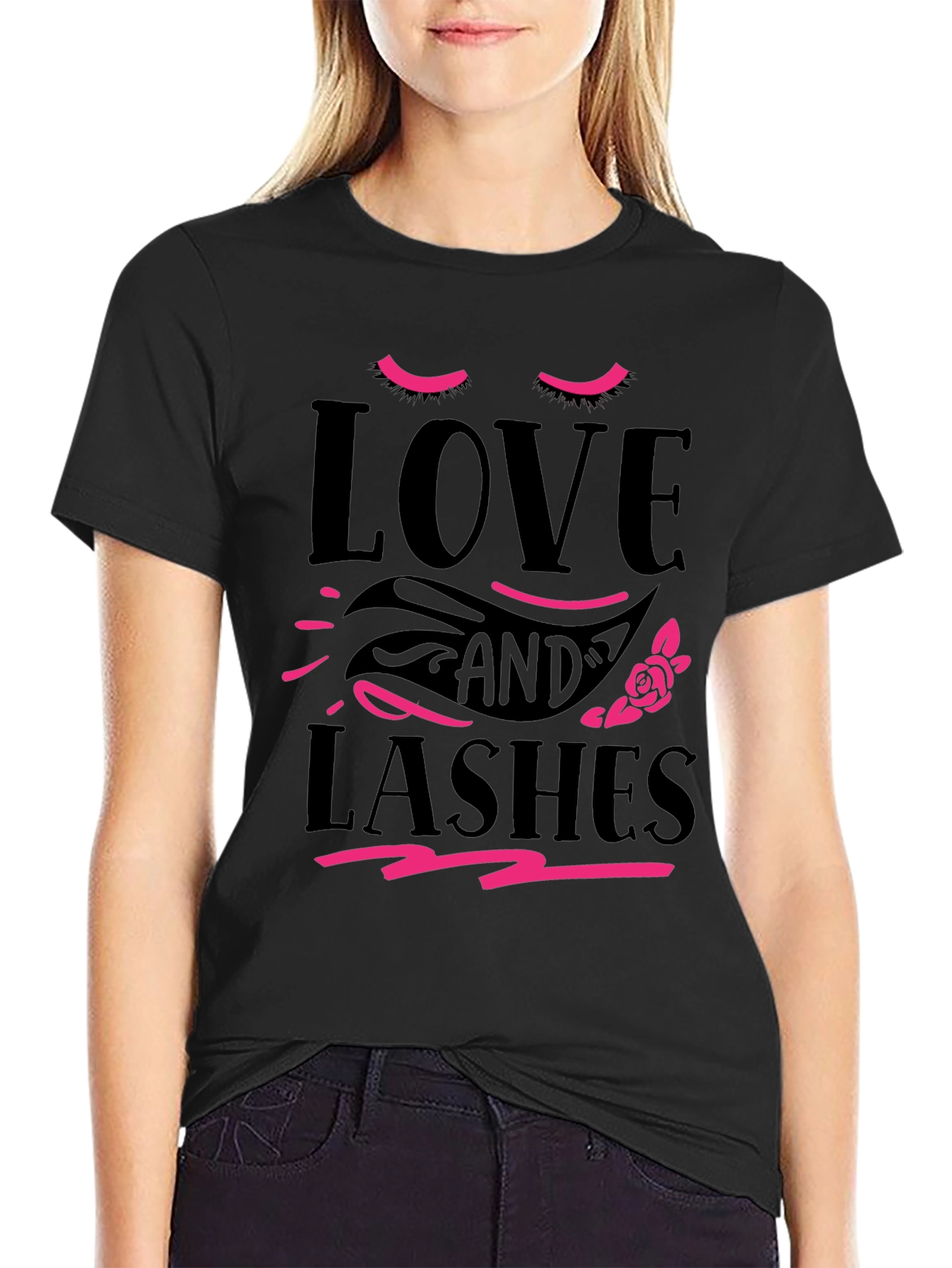 Love and Lashes Black Graphic Tee