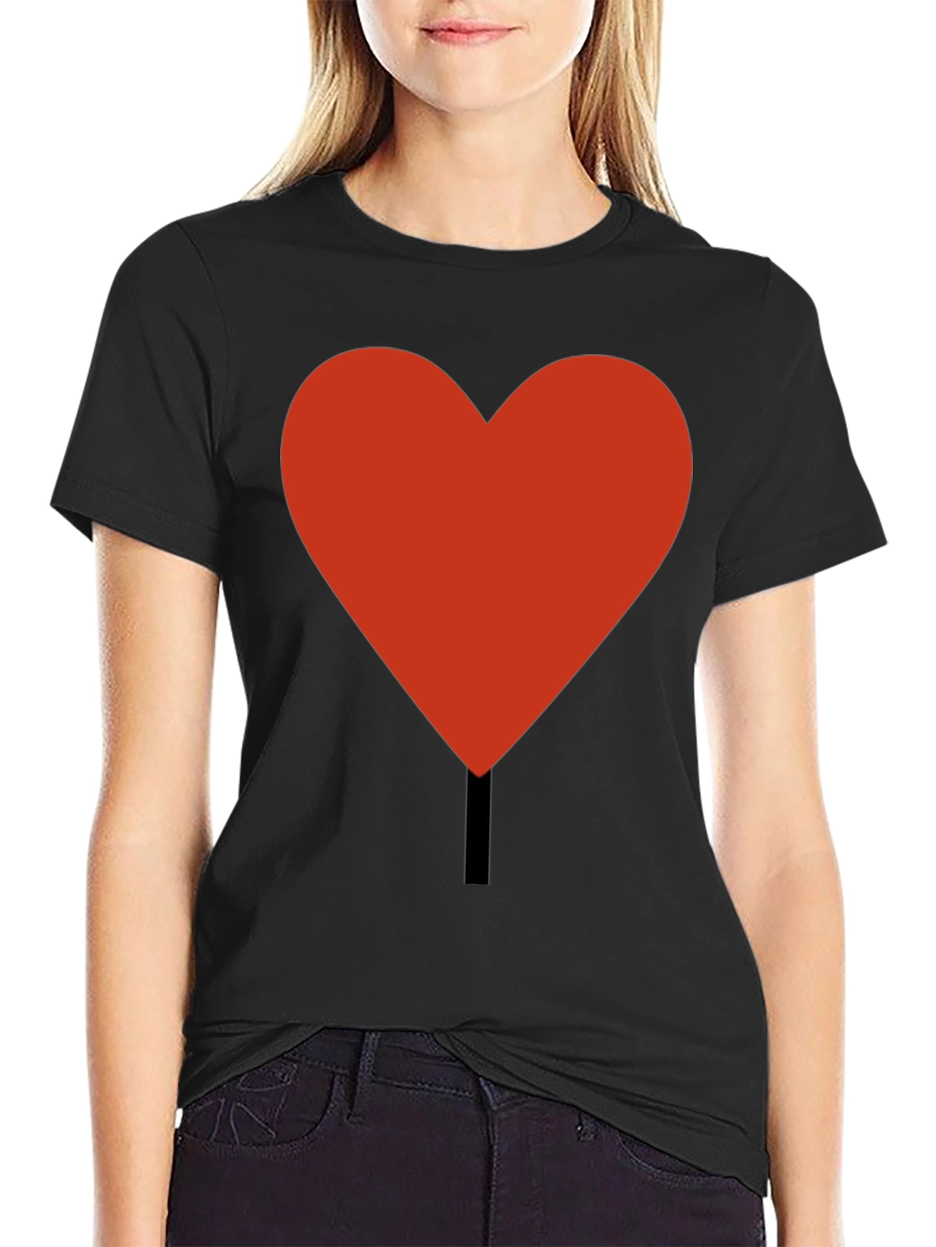 Heart Graphic Tee - Casual Black T-Shirt
