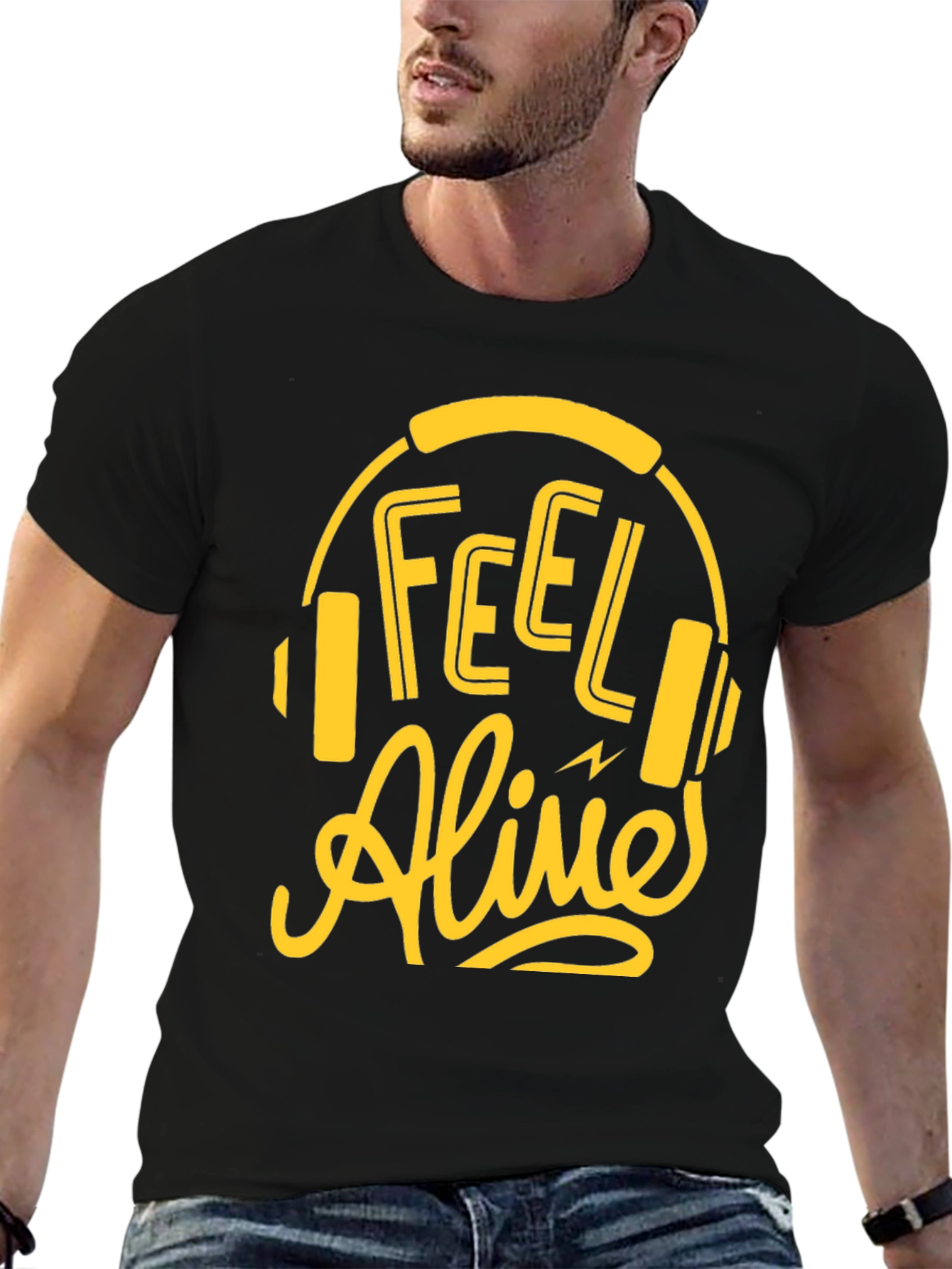Feel Alive Headphones Graphic Tee - Black