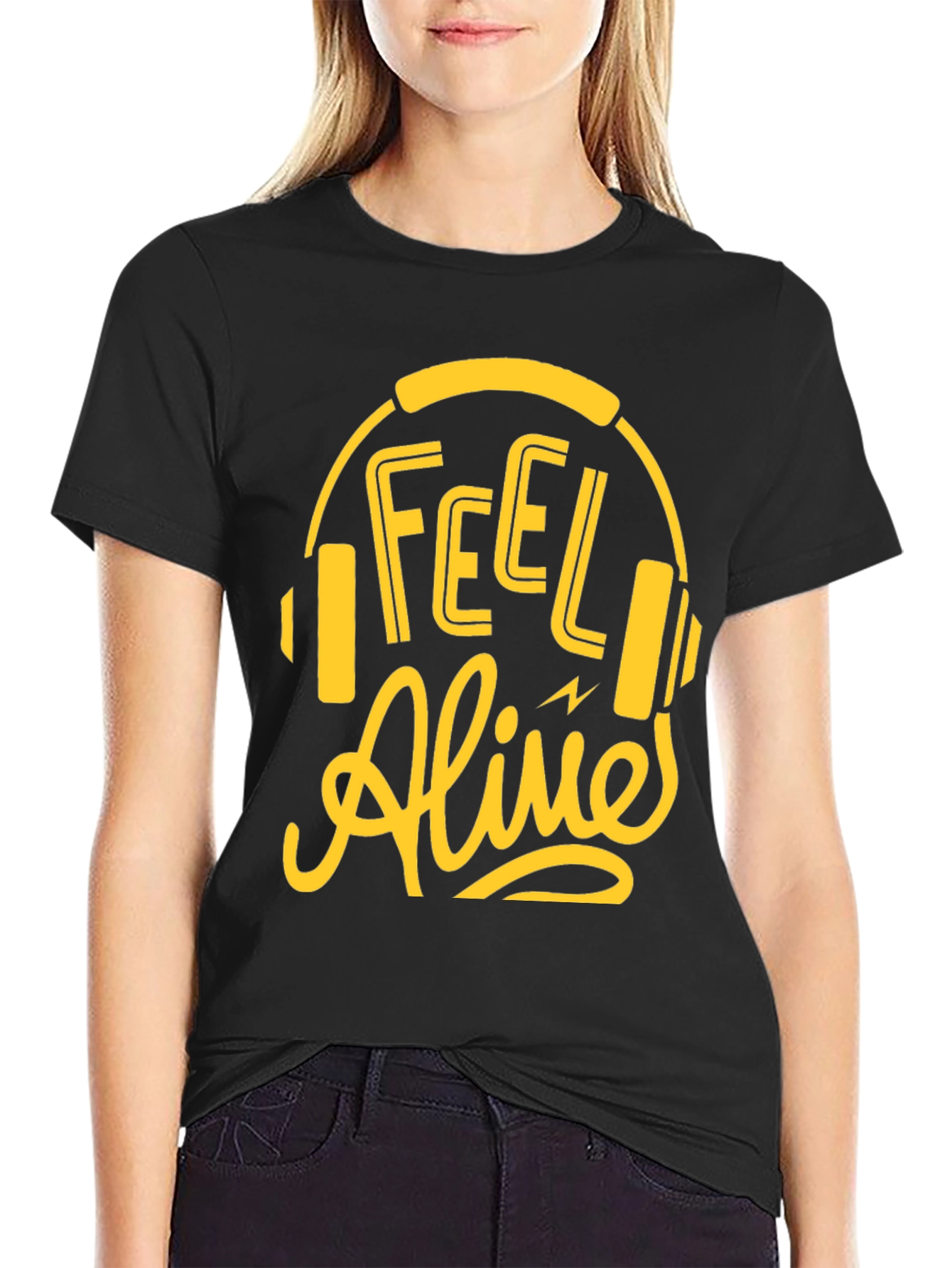 Feel Alive Headphones Graphic Tee - Black