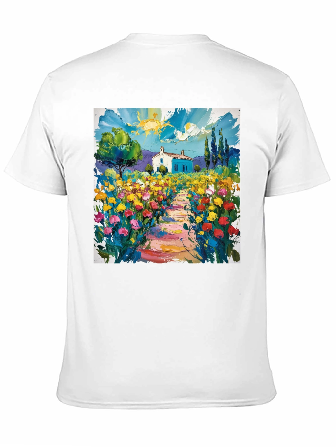 Vibrant Landscape Graphic Tee - Artistic Impression