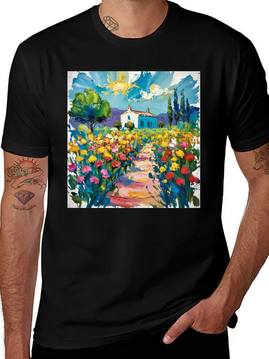Vibrant Landscape Graphic Tee - Artistic Impression