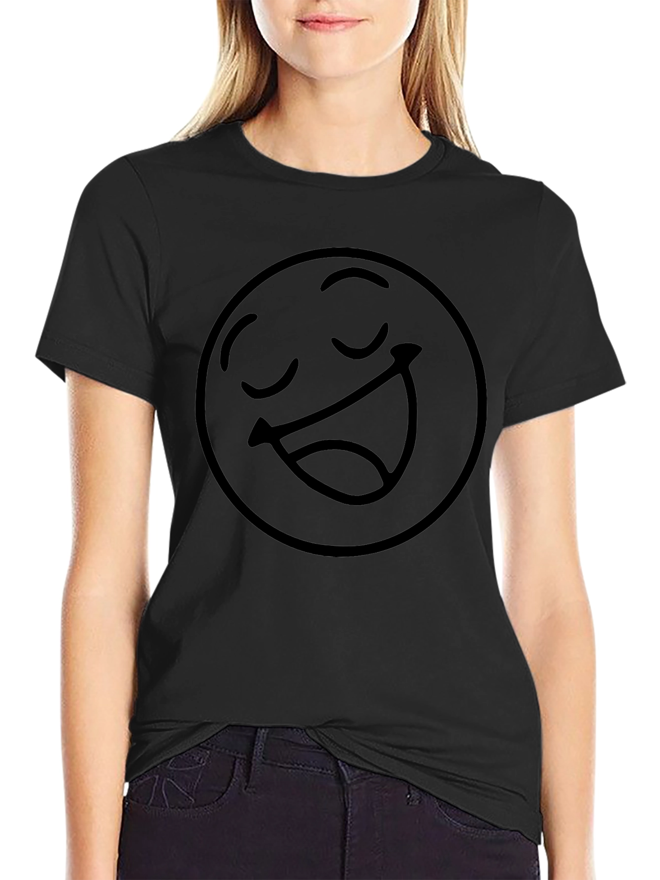 Smiling Emoji Graphic T-Shirt - Black