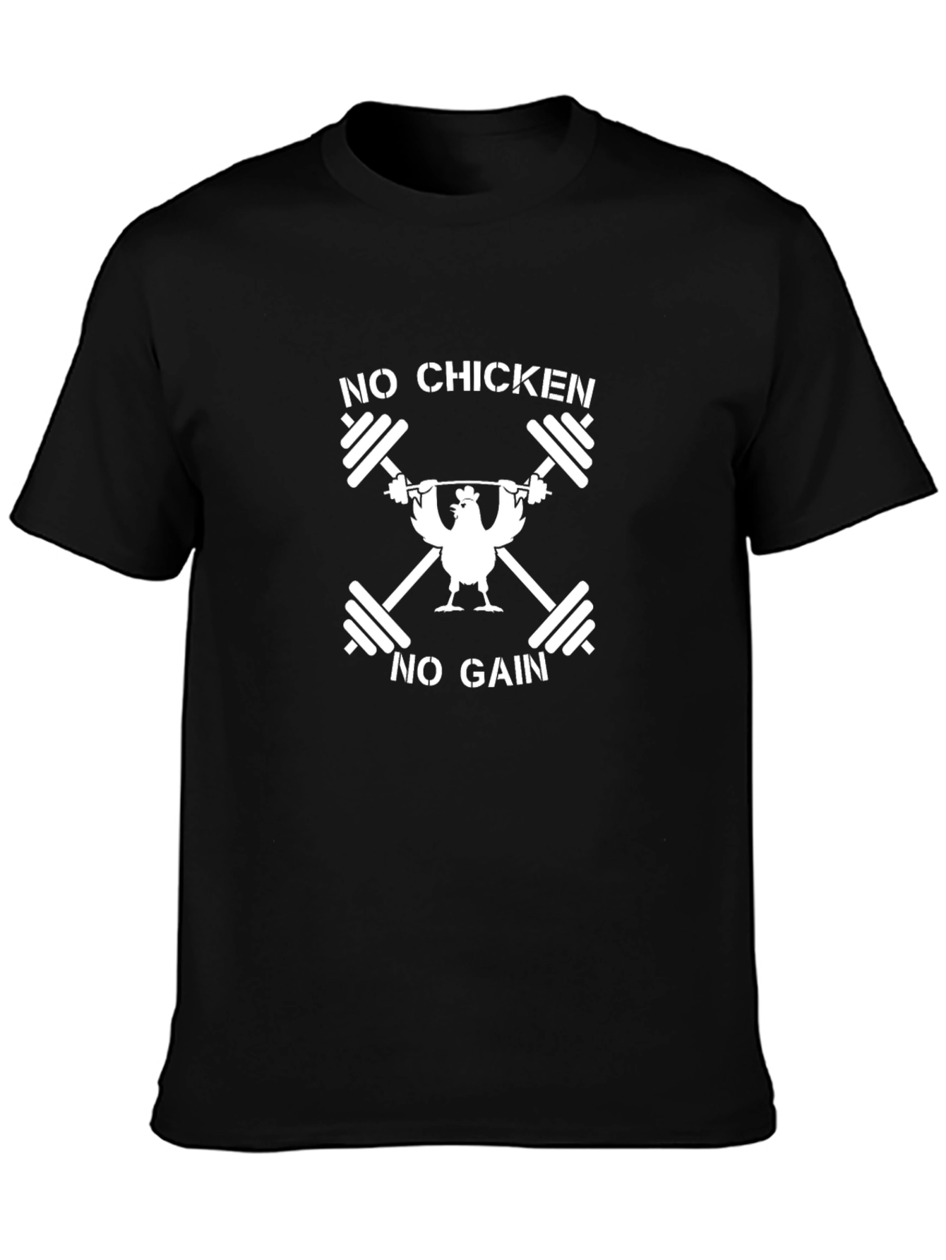No Chicken No Gain Black Graphic T-Shirt