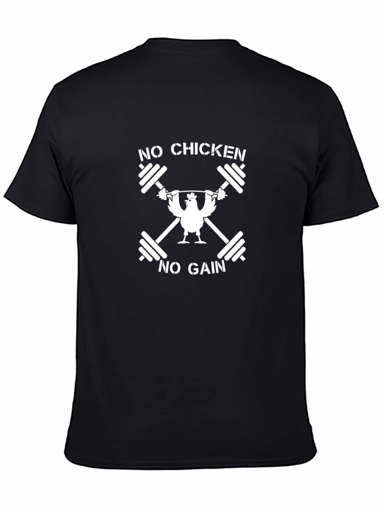 No Chicken No Gain Black Graphic T-Shirt