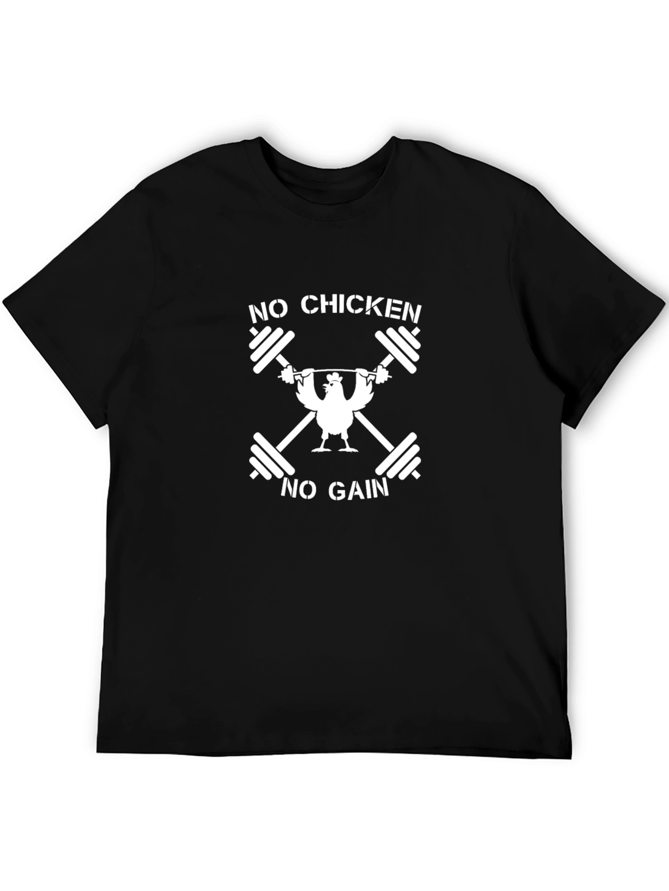 No Chicken No Gain Black Graphic T-Shirt