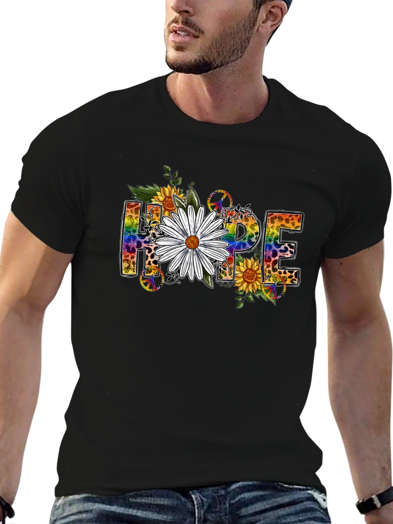 Hope Floral Graphic Tee - Black T-Shirt