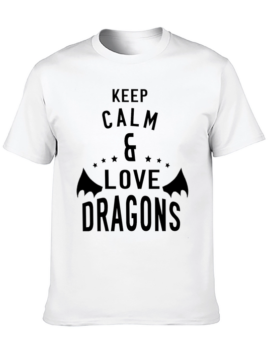 Keep Calm & Love Dragons Black Graphic Tee