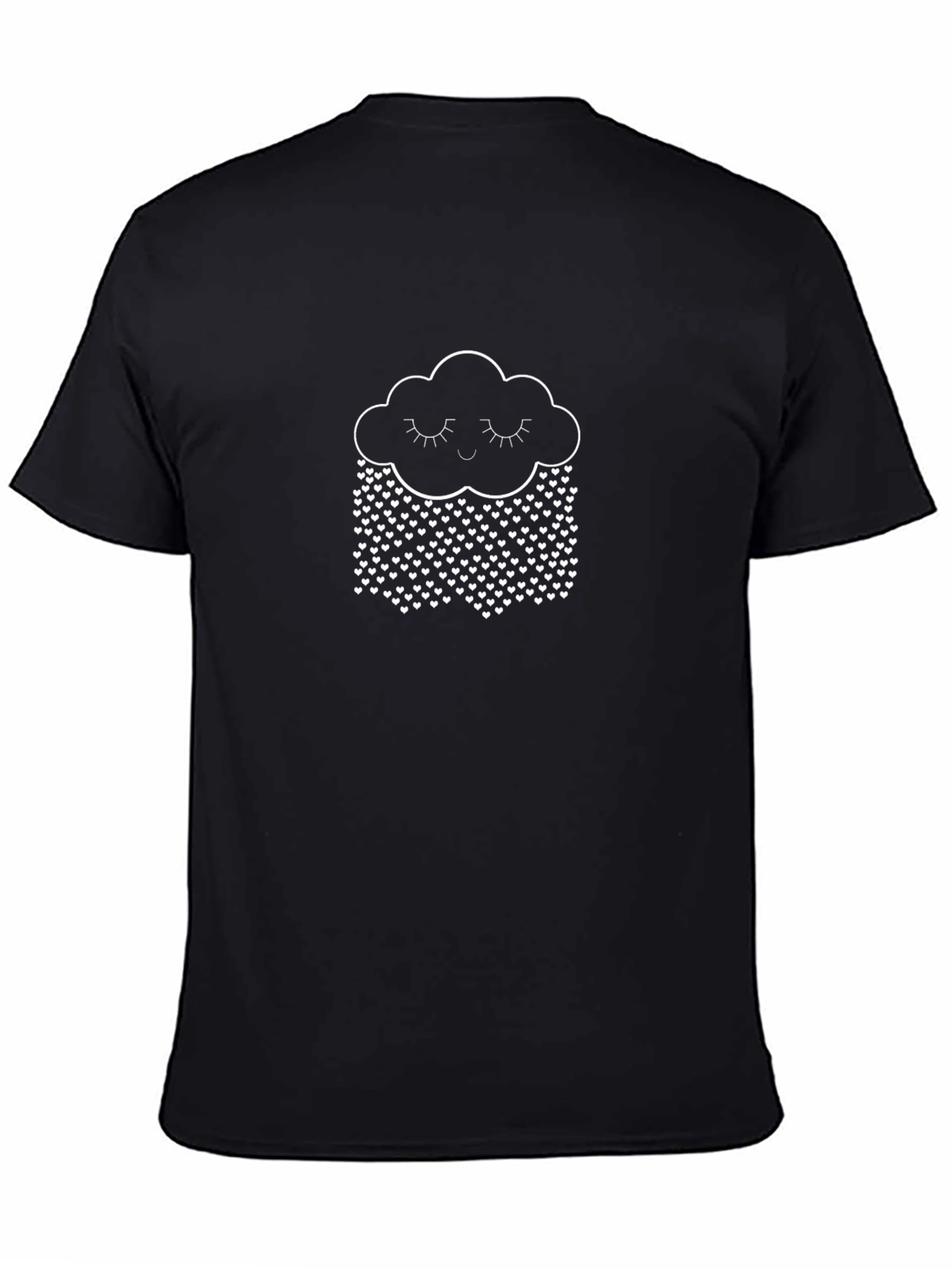 Dreamy Cloud Heart Rain Black T-Shirt