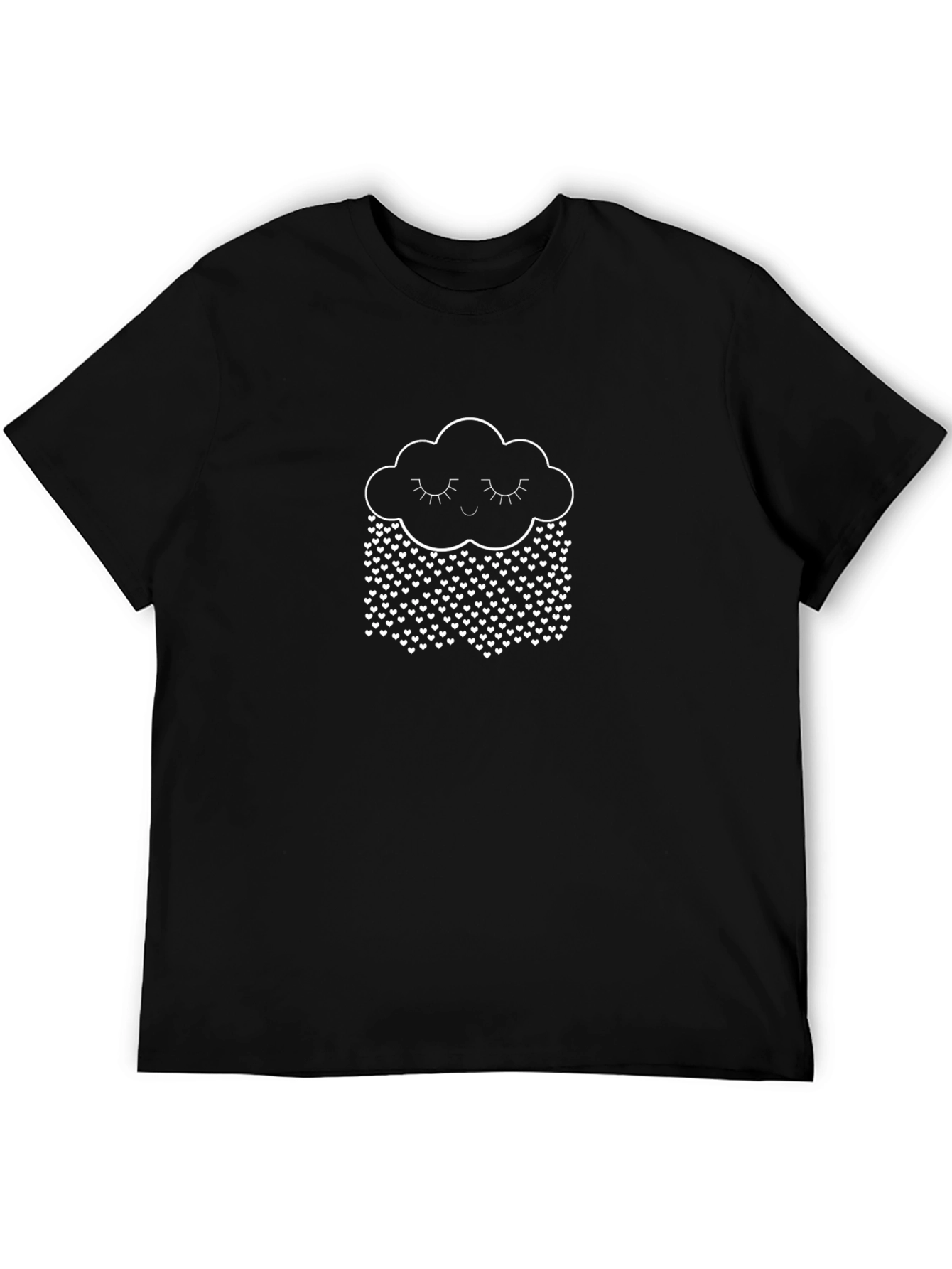 Dreamy Cloud Heart Rain Black T-Shirt