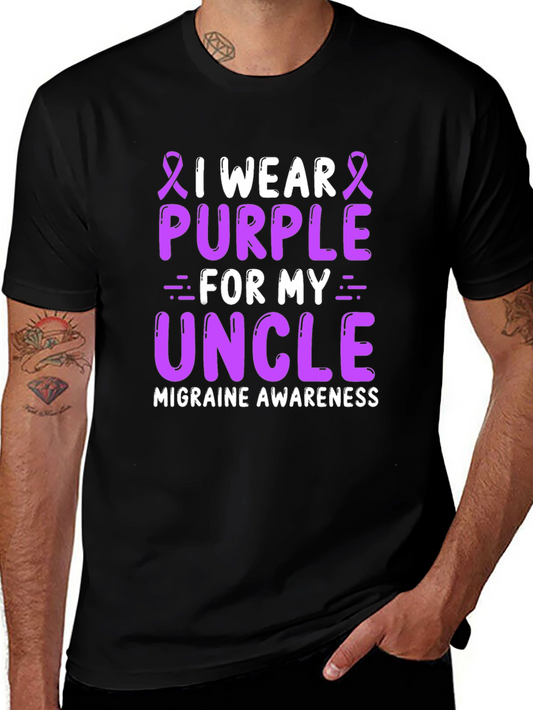 Purple Migraine Awareness Uncle T-Shirt