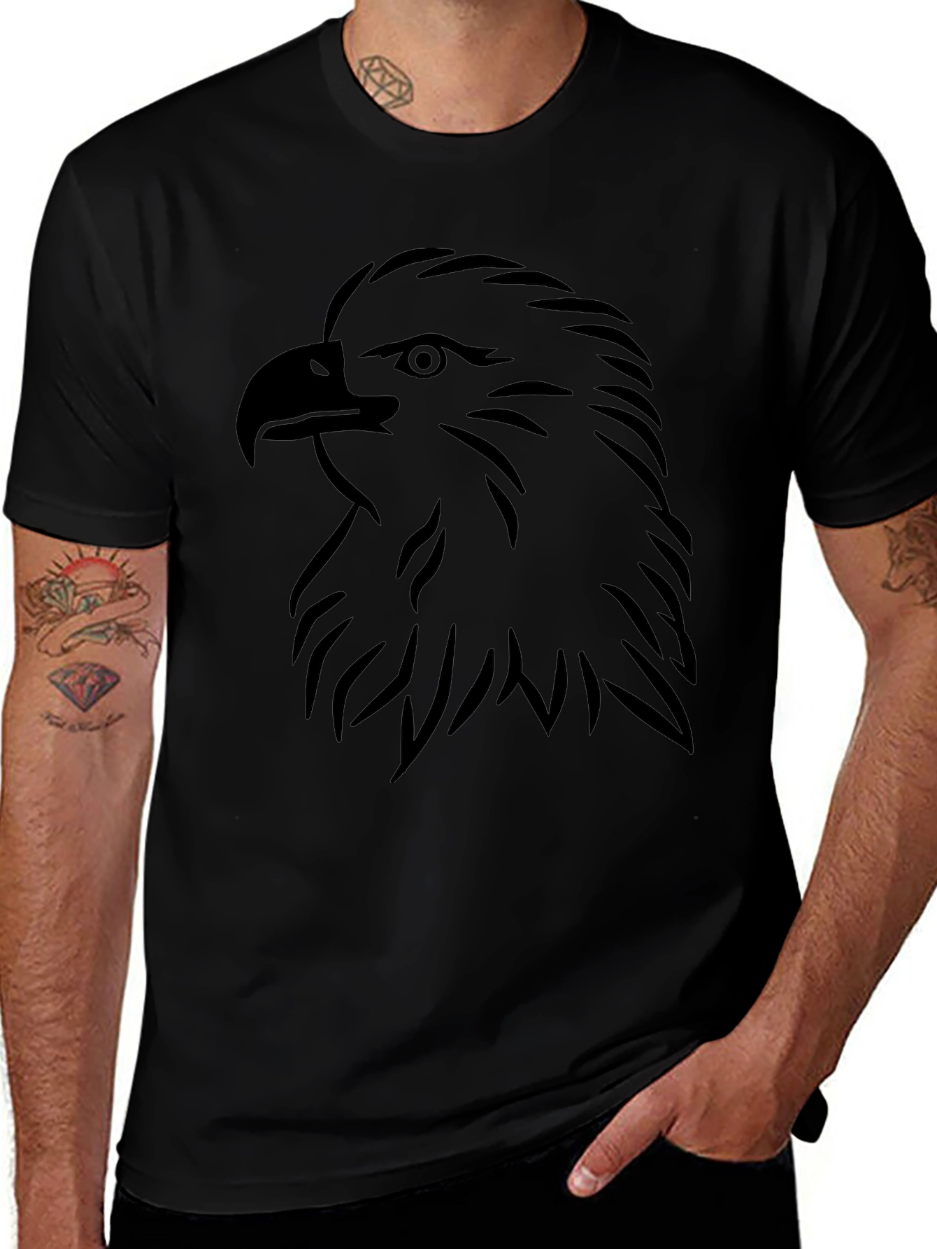Eagle Head Graphic Black T-Shirt