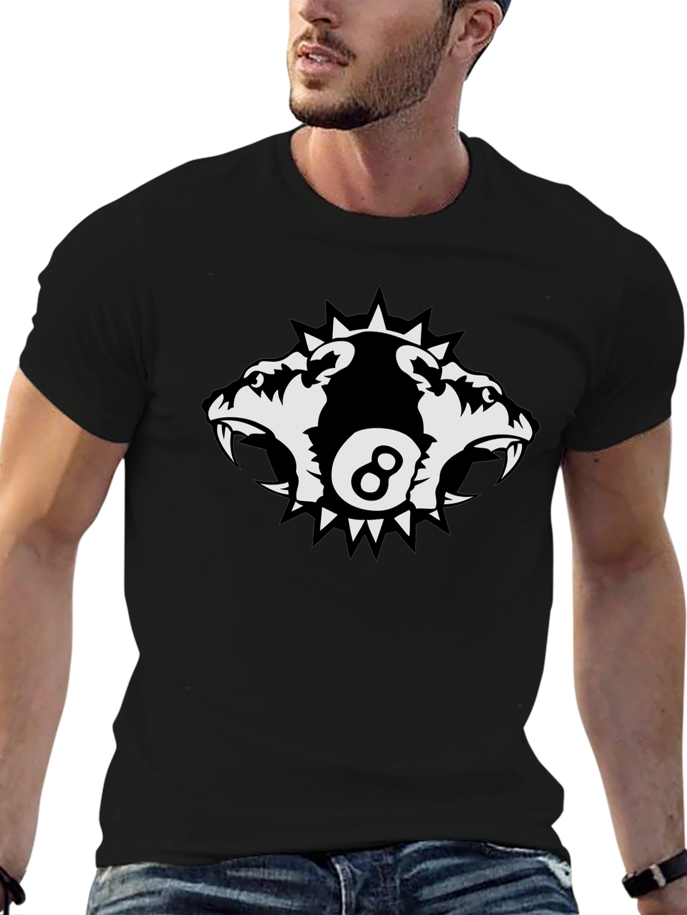 Edgy Eight Ball Wolf Pack Graphic Tee