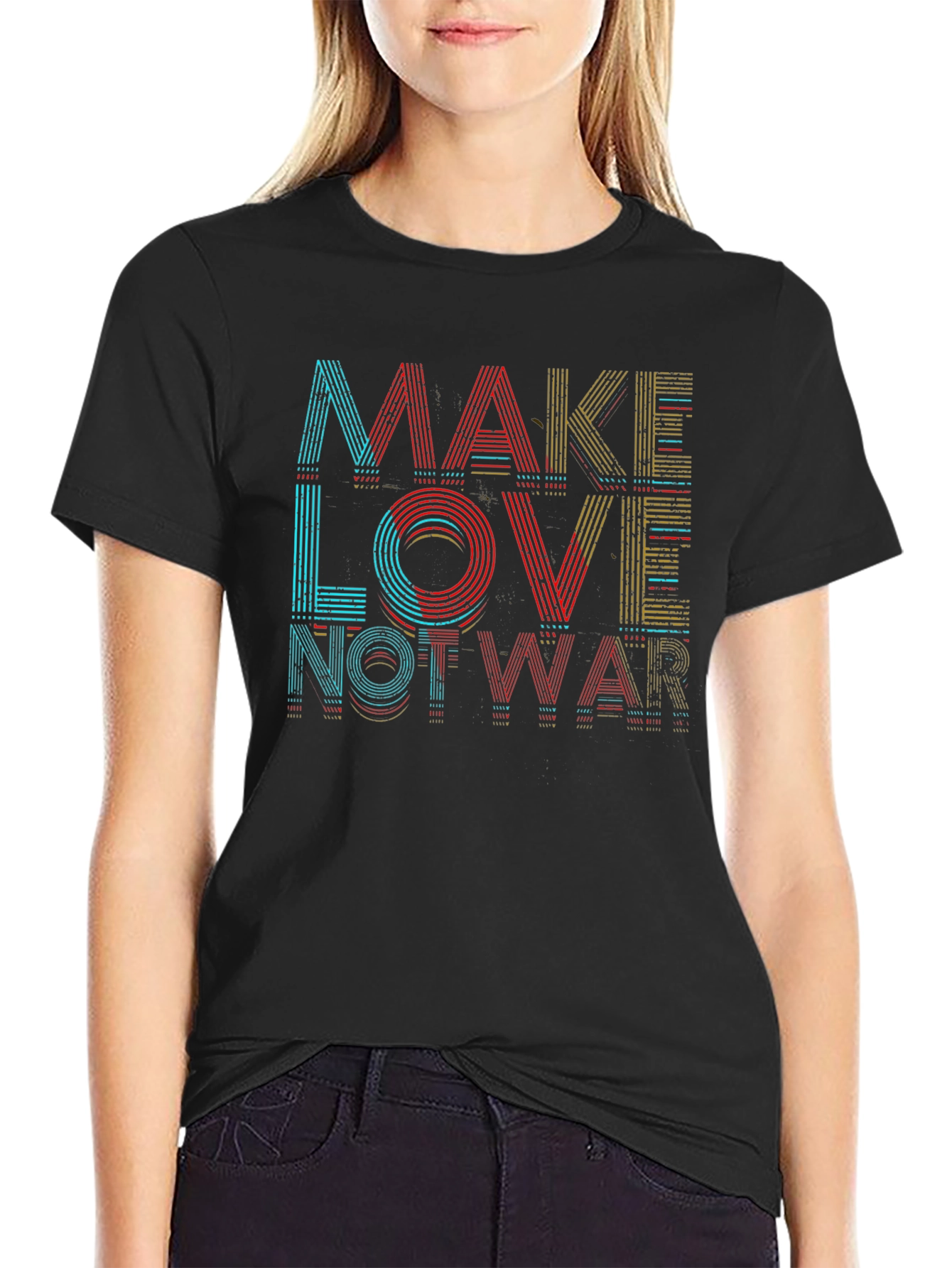 Make Love Not War Graphic T-Shirt - Black