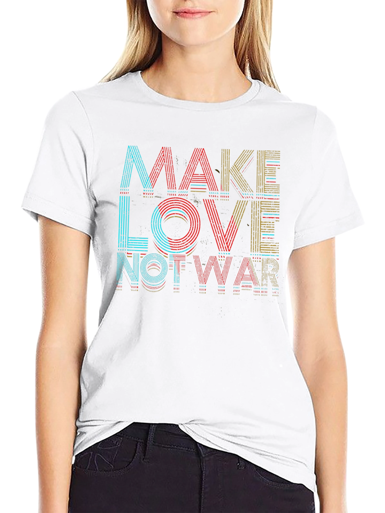 Make Love Not War Graphic T-Shirt - Black