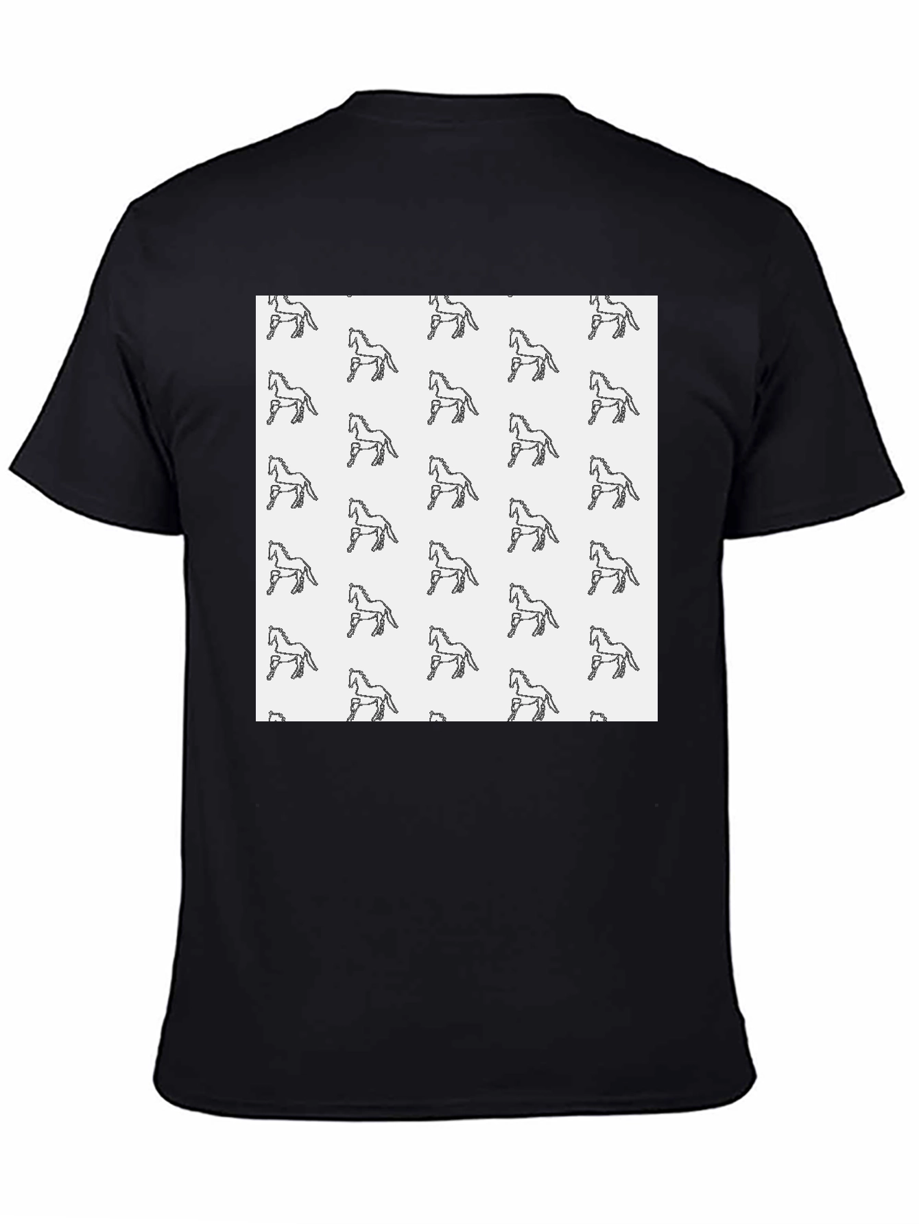 Horse Pattern Black T-Shirt
