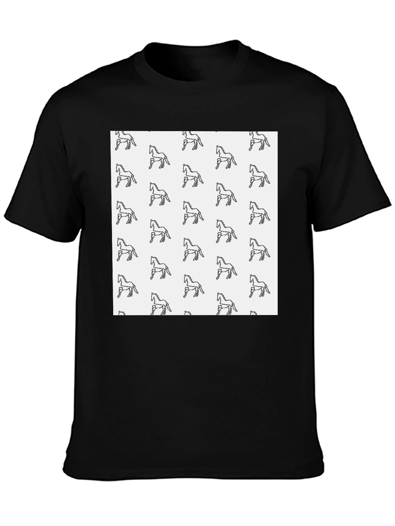 Horse Pattern Black T-Shirt