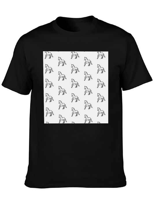 Horse Pattern Black T-Shirt