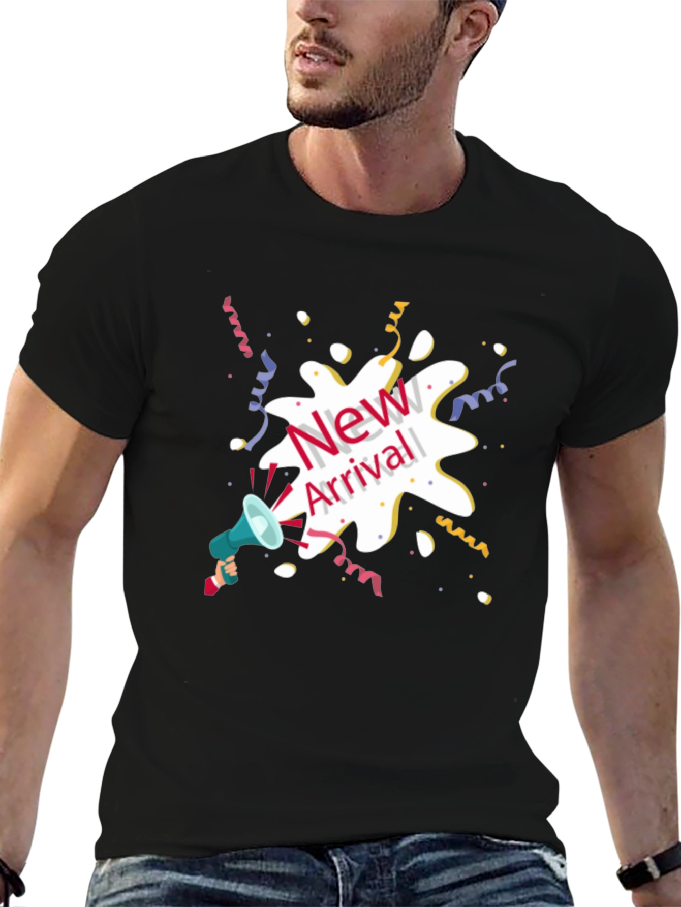 New Arrival Graphic Tee - Black Cotton Blend T-Shirt
