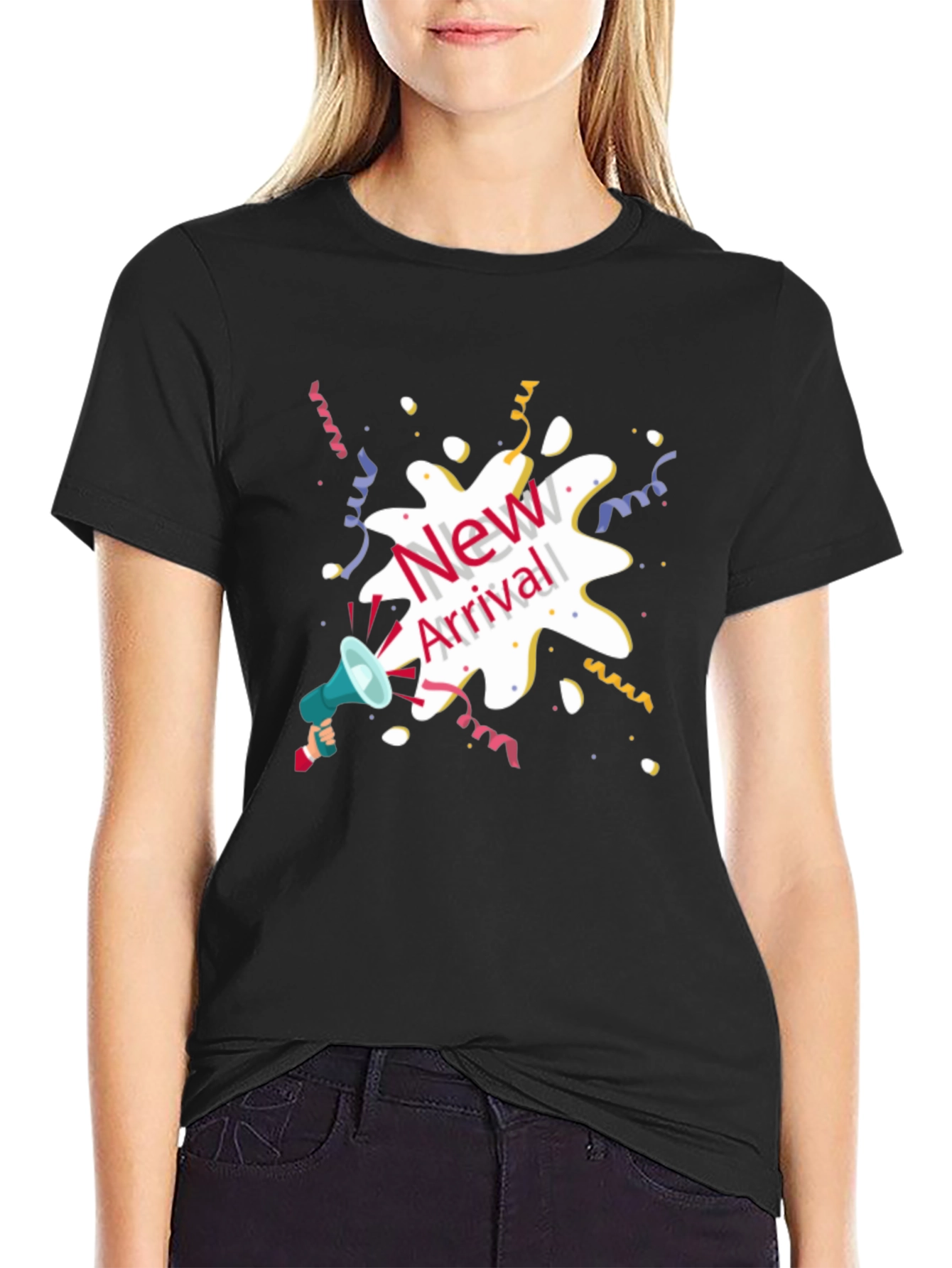 New Arrival Graphic Tee - Black Cotton Blend T-Shirt
