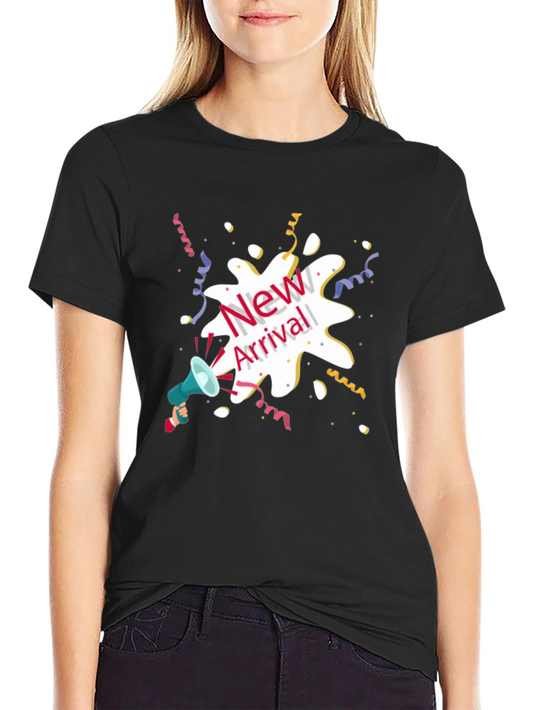 New Arrival Graphic Tee - Black Cotton Blend T-Shirt
