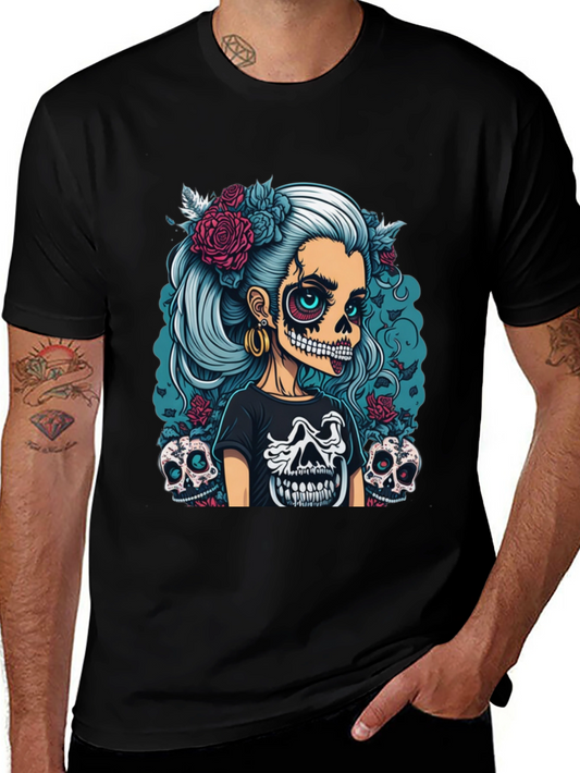 Sugar Skull Girl T-Shirt - Day of the Dead Style