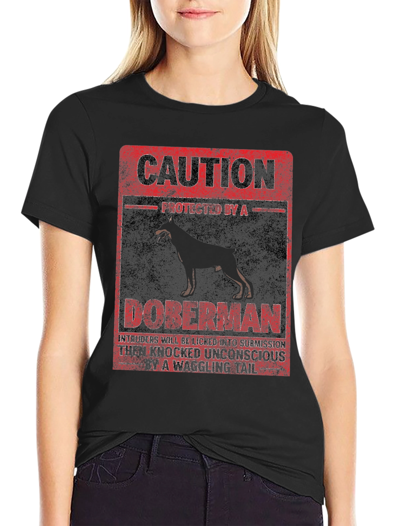 Caution Doberman Protected T-Shirt