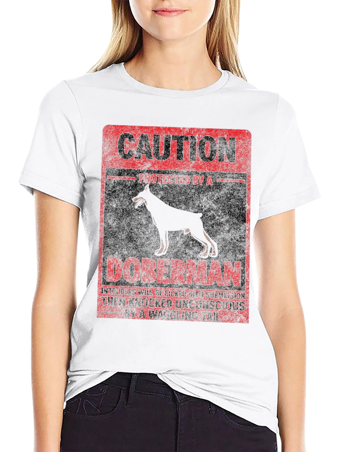 Caution Doberman Protected T-Shirt