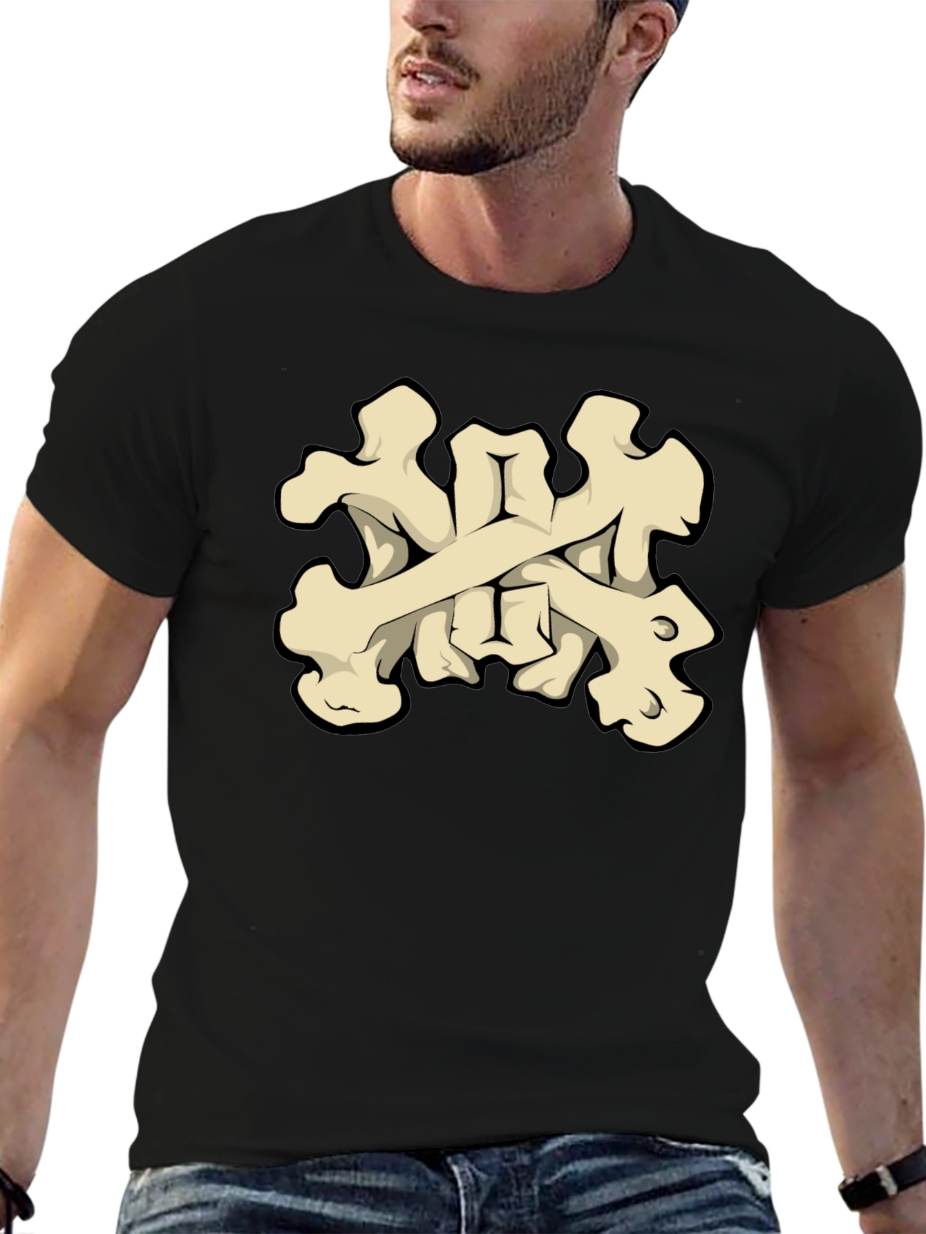 Bone Crossbones Graphic Tee - Black T-Shirt
